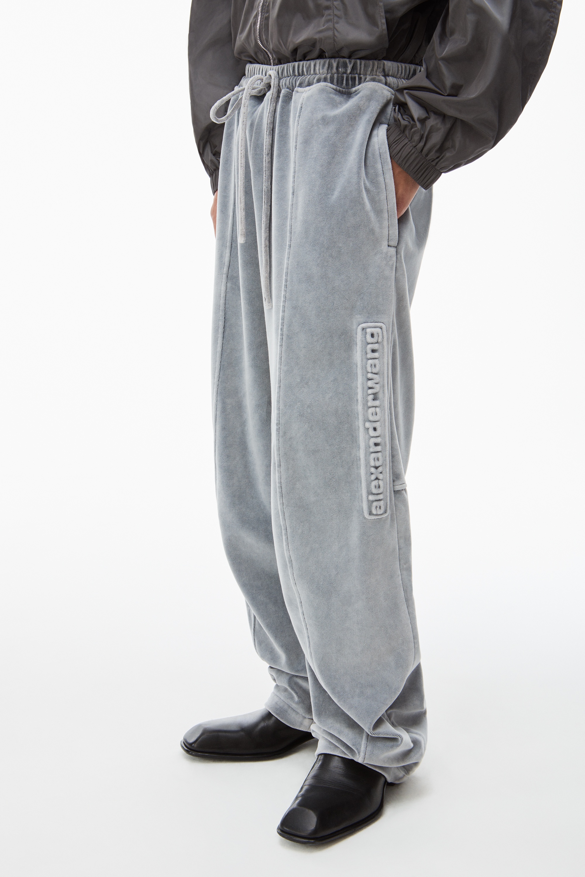 logo track pant in velour - 3