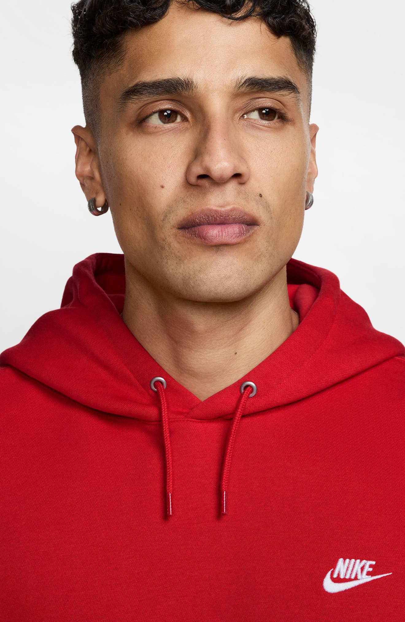 Nike Club Fleece Pullover Hoodie in University Red/White at Nordstrom - 3