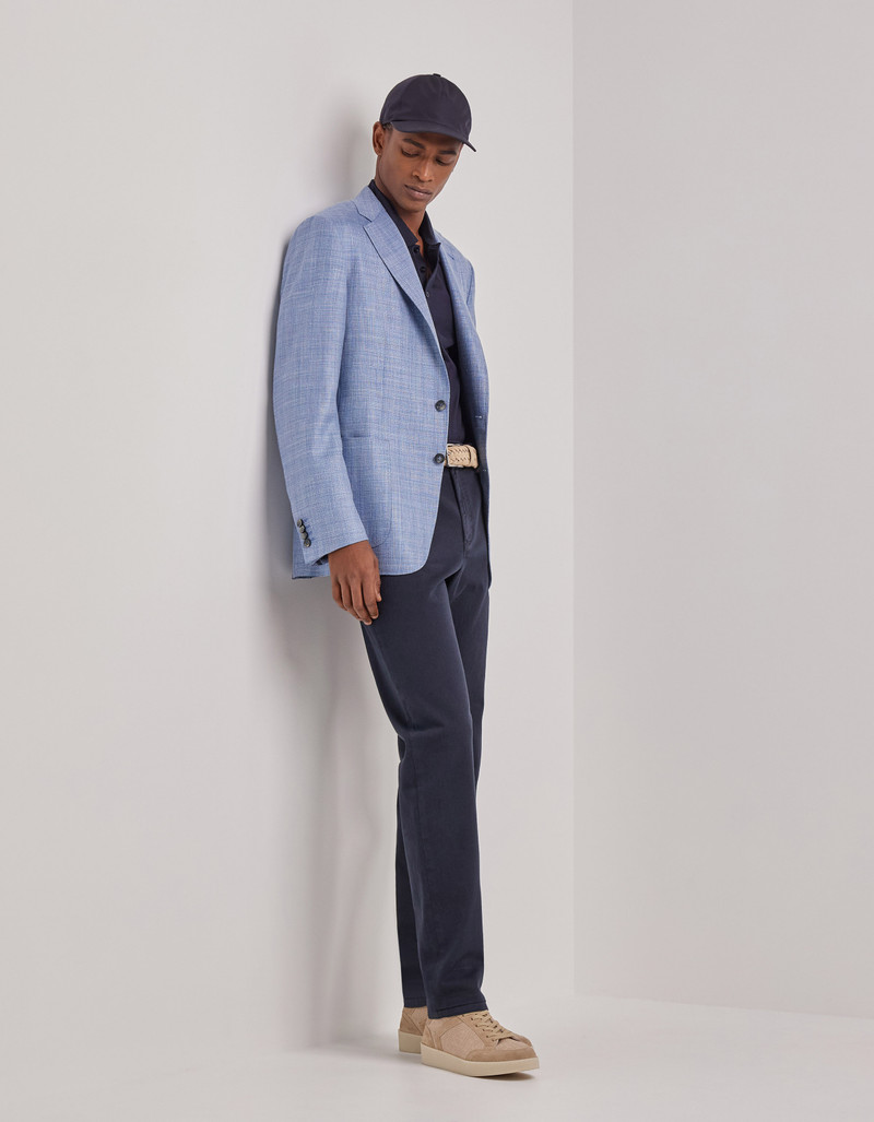 NAVY BLUE TRICOT-EFFECT COTTON JERSEY JACKET 41