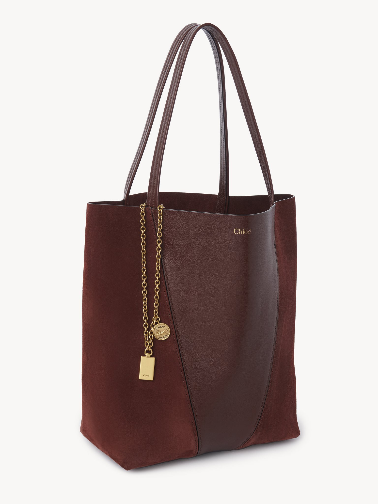 CHLOÉ SPIN TOTE BAG IN GRAINED & SUEDE LEATHER - 5