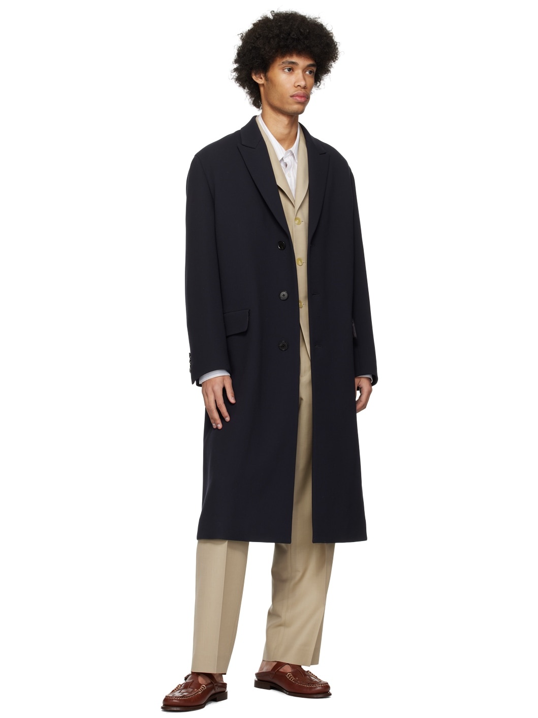 Navy Chesterfield Coat - 4