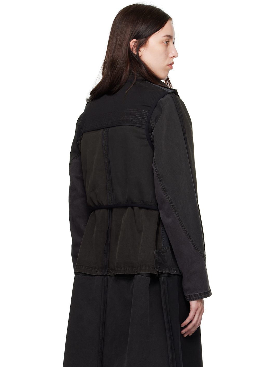 Gray & Khaki Patchwork Reversible Vest - 3