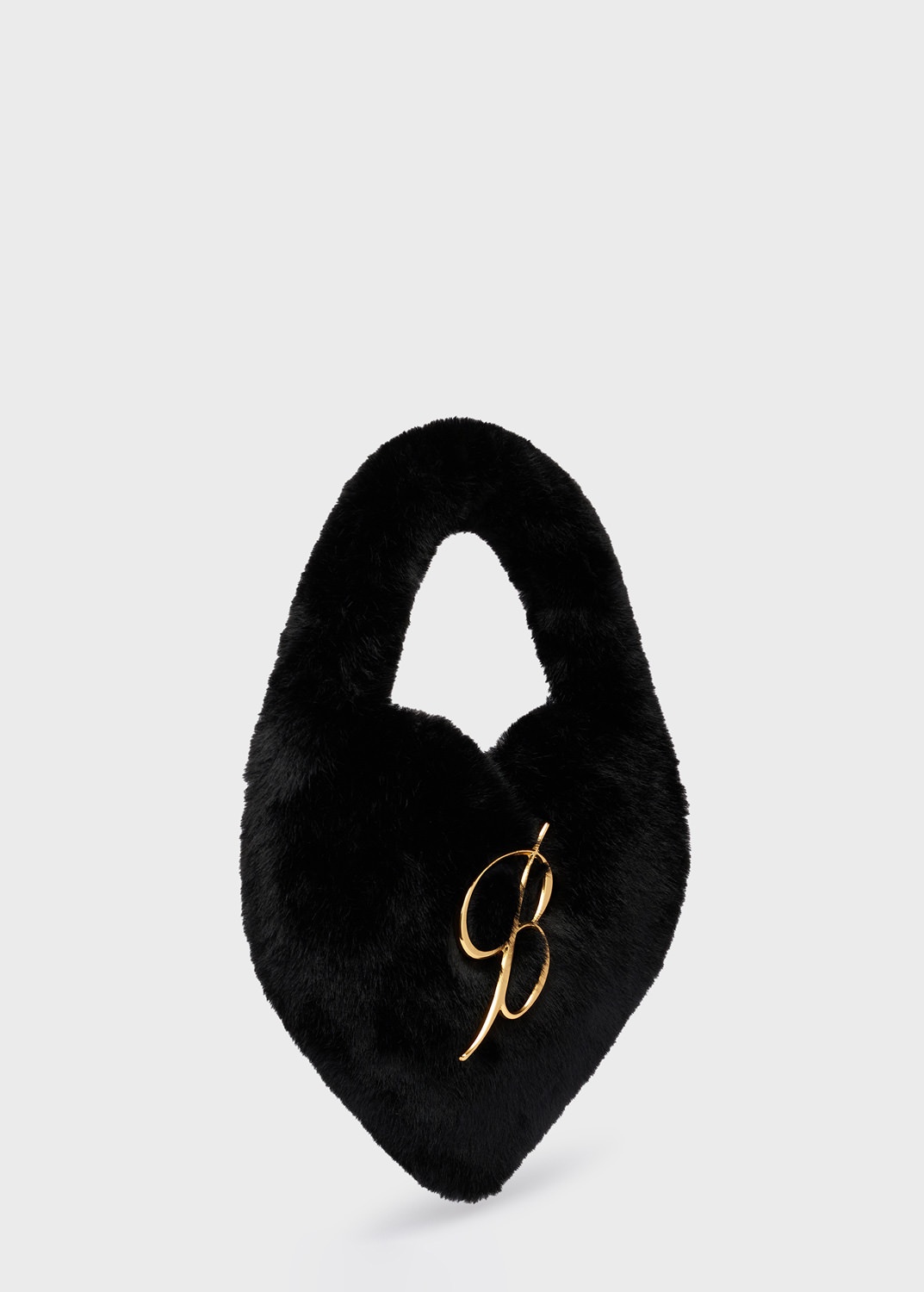 FAUX FUR HEART-SHAPED BAG WITH B MONOGRAM PIN - 2