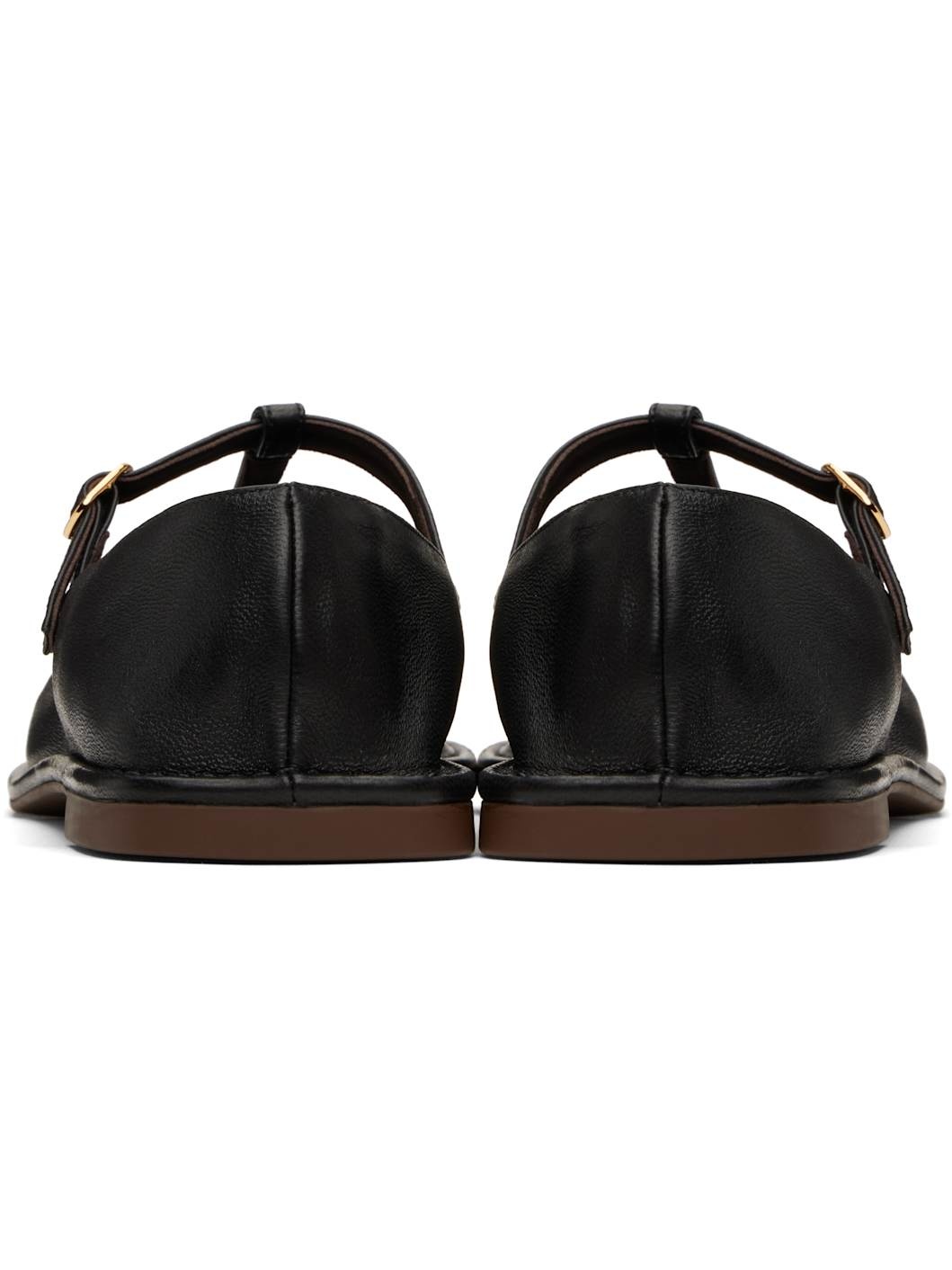 Black Square T-Strap Ballerina Flats - 2