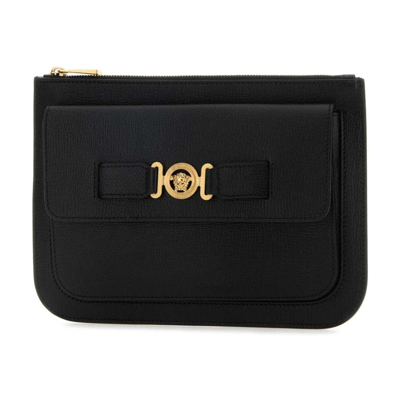 VERSACE STYLISH BLACK LEATHER CLUTCH outlook
