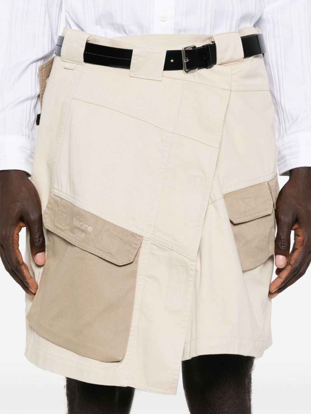 logo-embroidered asymmetric skirt - 6
