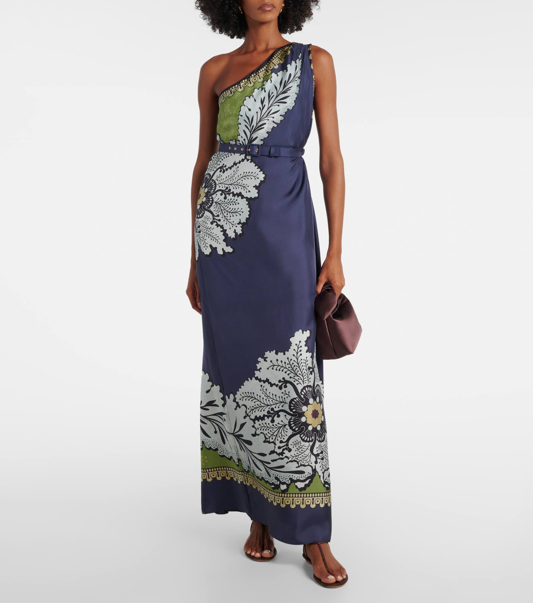 Roy floral one-shoulder silk maxi dress - 2