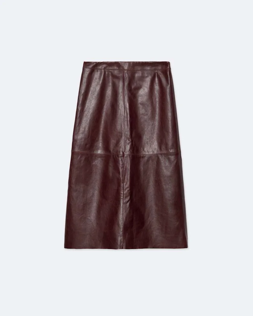 OLIVIA LEATHER MIDI SKIRT - 1