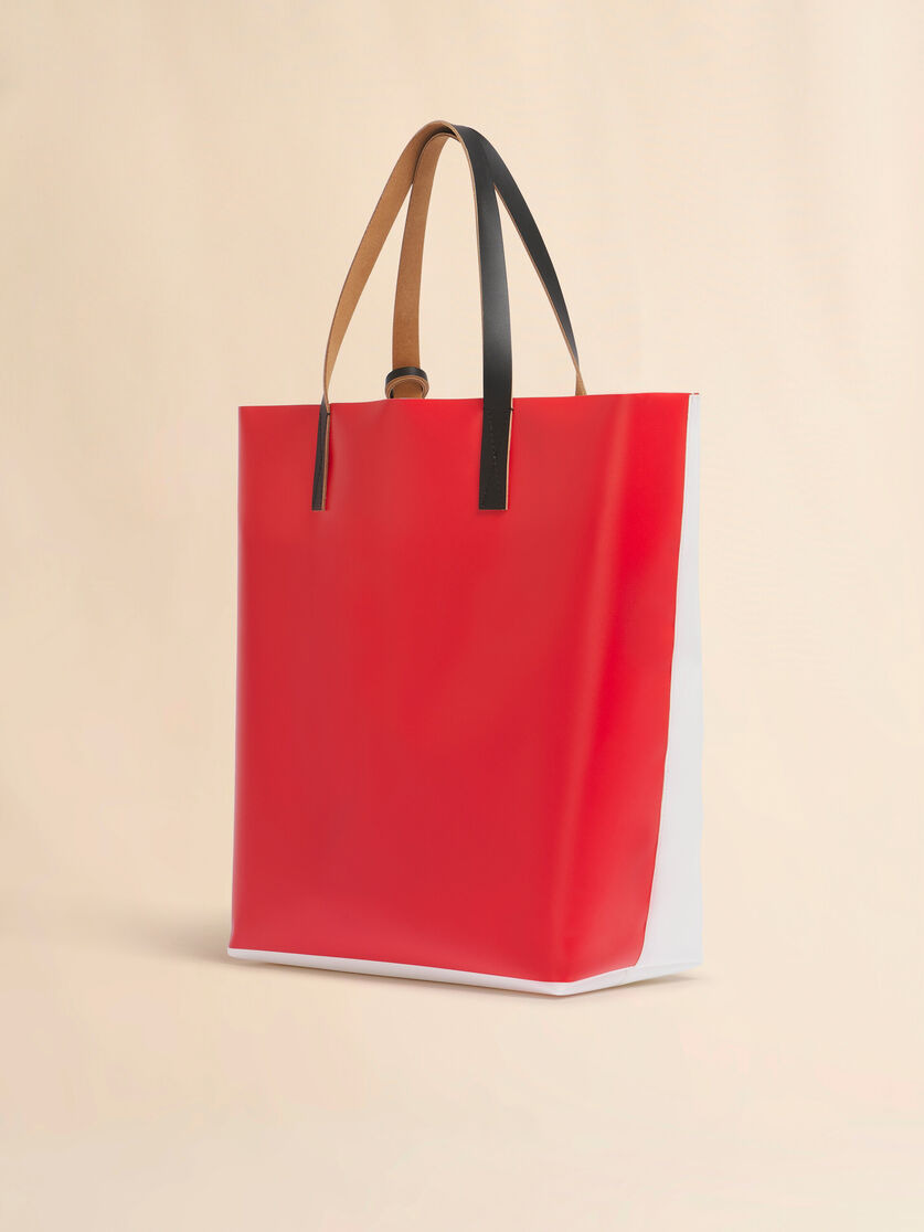 WHITE AND RED FABRIC TRIBECA TOTE WITH DOGS PRINT - 3