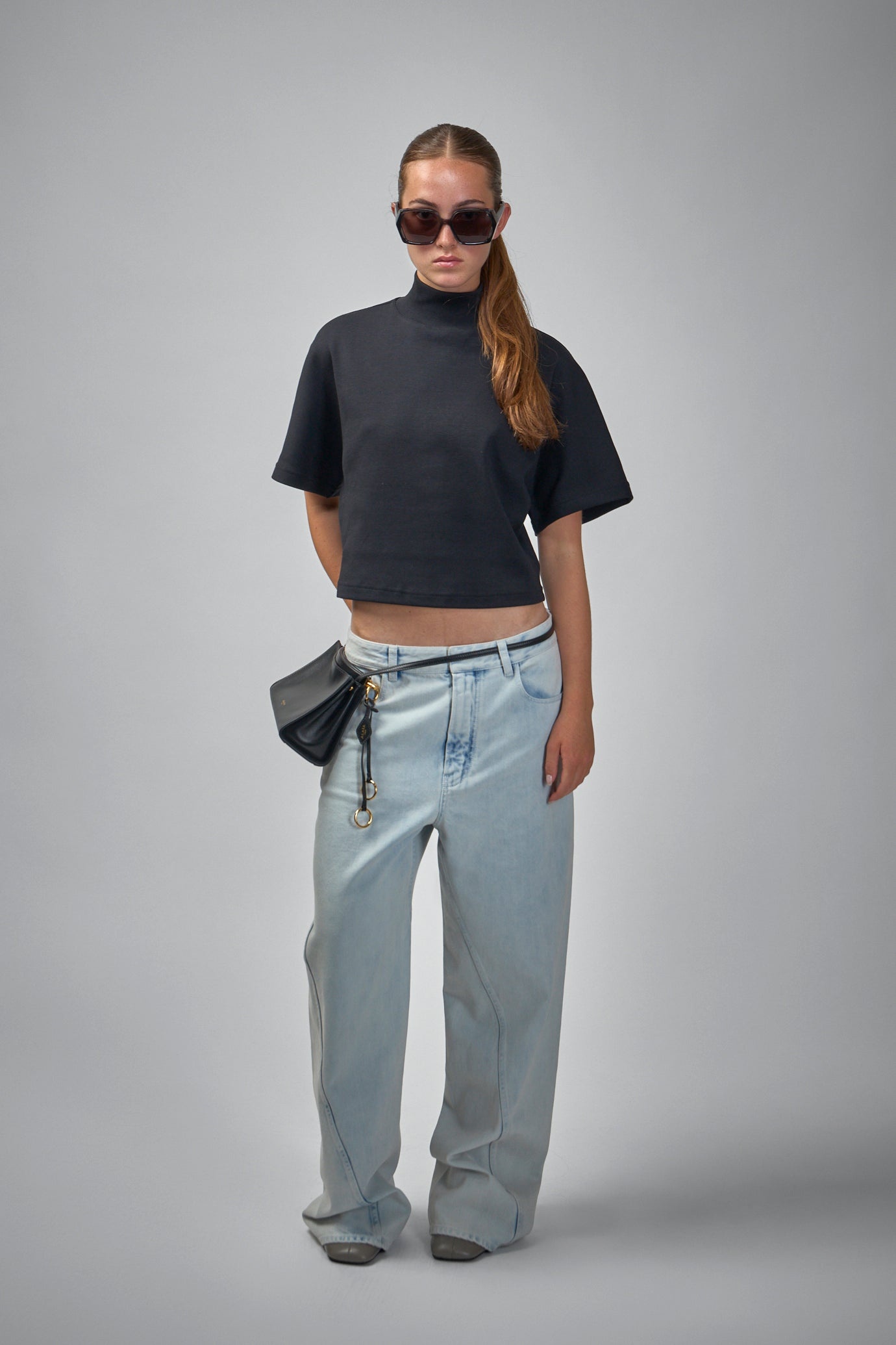 Ribbed Cotton High Neck T-Shirt - 2