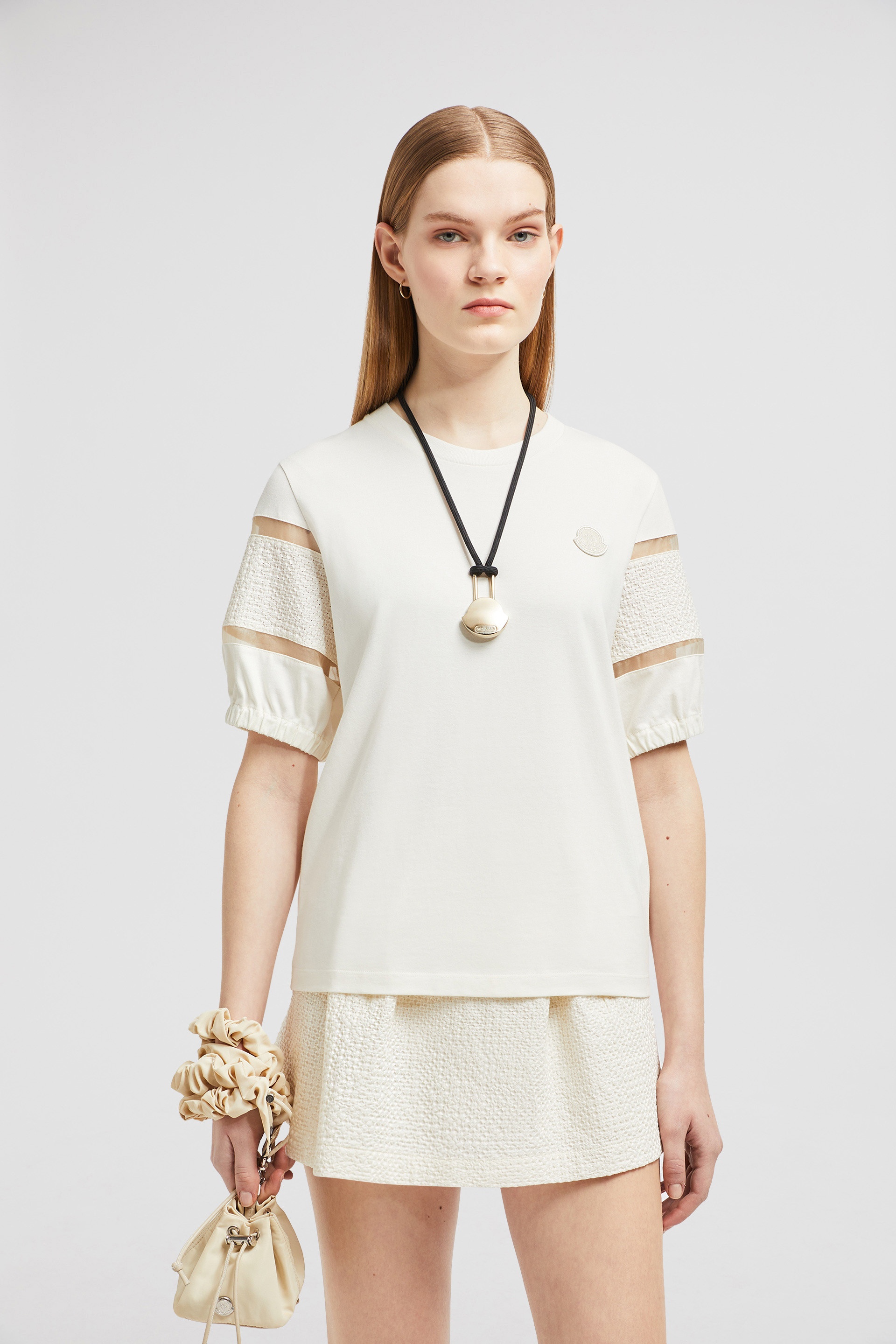 Silk Trim Cotton T-Shirt - 2