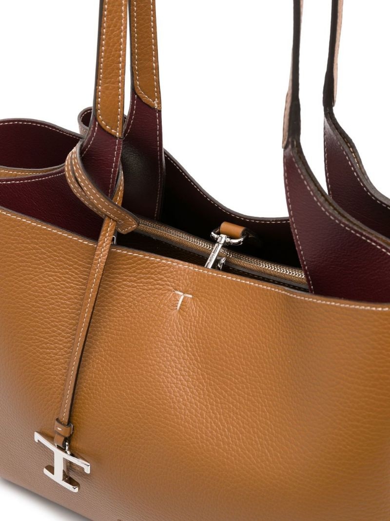 Tod's Logo-Charm Leather Tote Bag