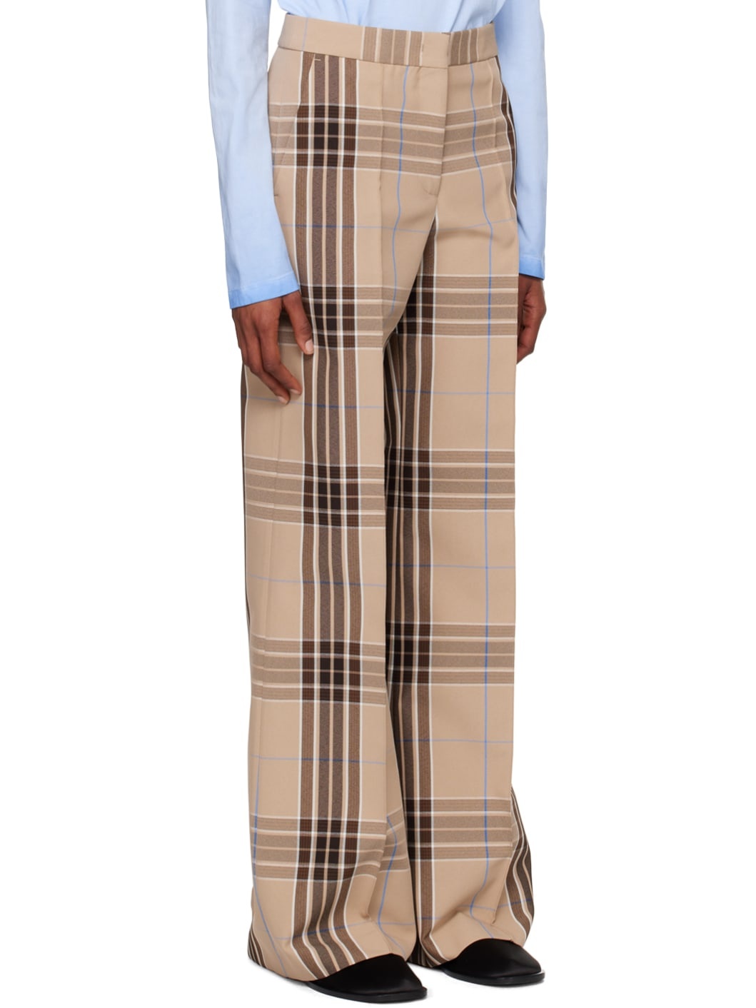 Beige Check Trousers - 2