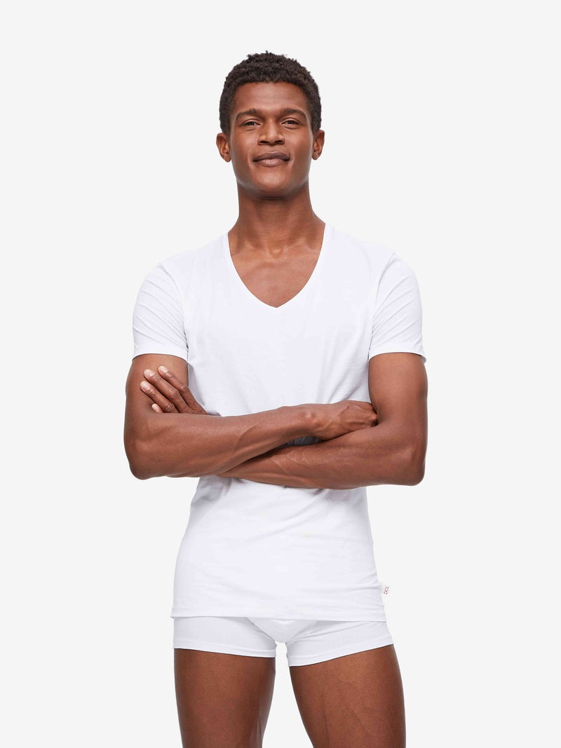 Men's Underwear V-Neck T-Shirt Jack Pima Cotton Stretch White - 5