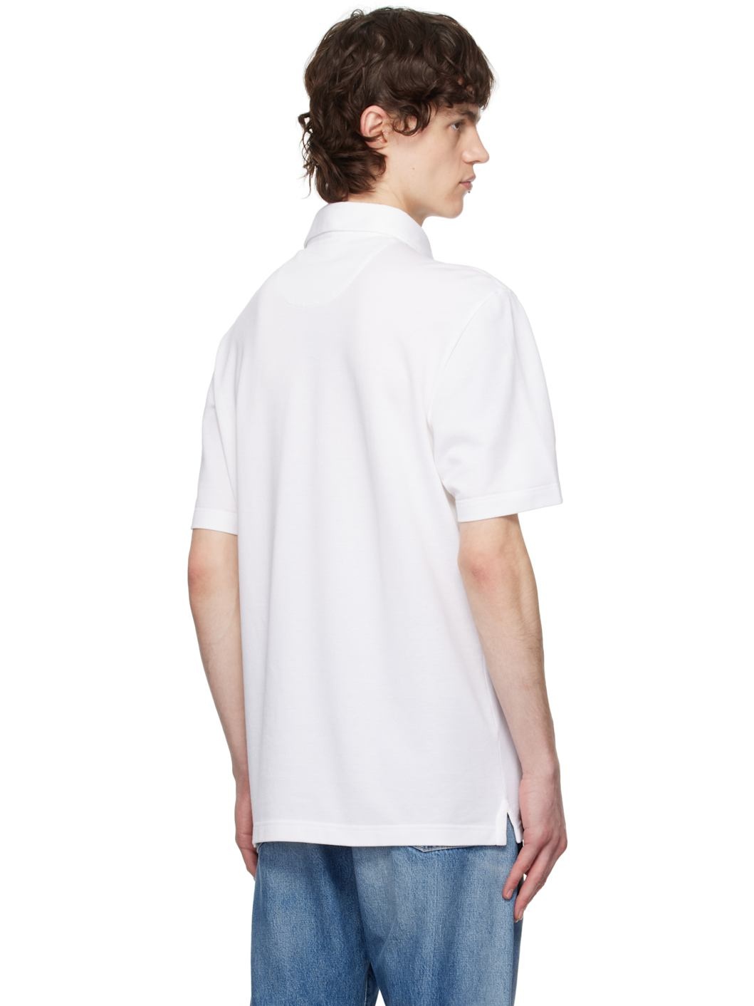 White Cotton Piqué Polo - 3