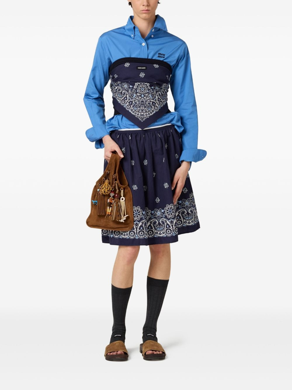 Cornflower slubbed poplin skirt - 2