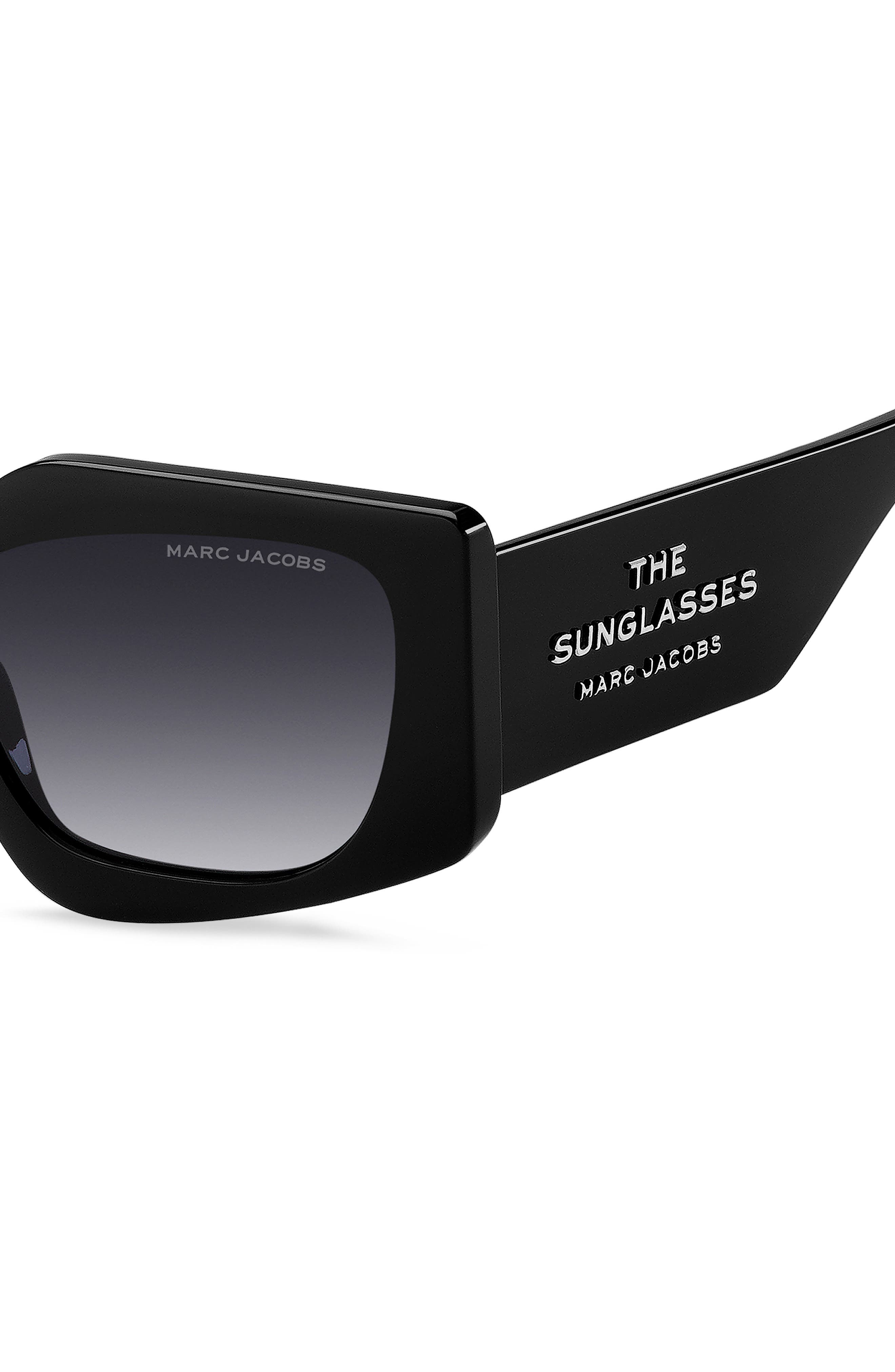Marc Jacobs 53mm Gradient Rectangular Sunglasses in Black/Dark Grey Sf at Nordstrom - 3