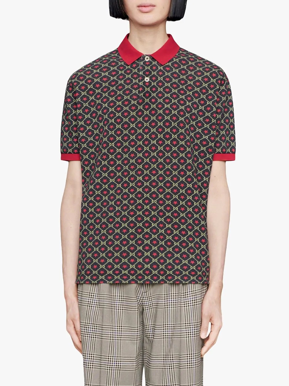 Oversize polo with GG star print - 3