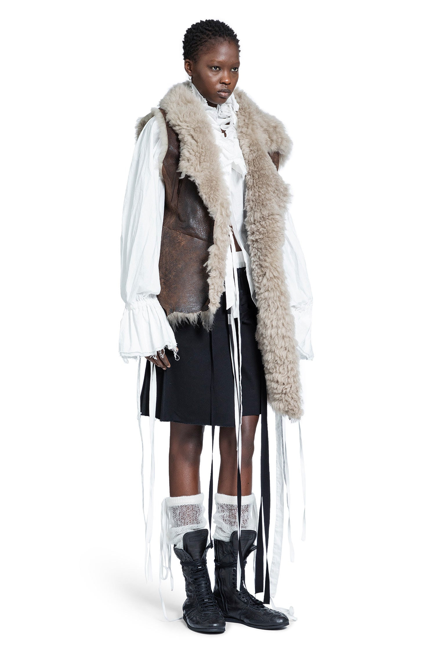 Aleid Asymmetric Shearling Vest - 3