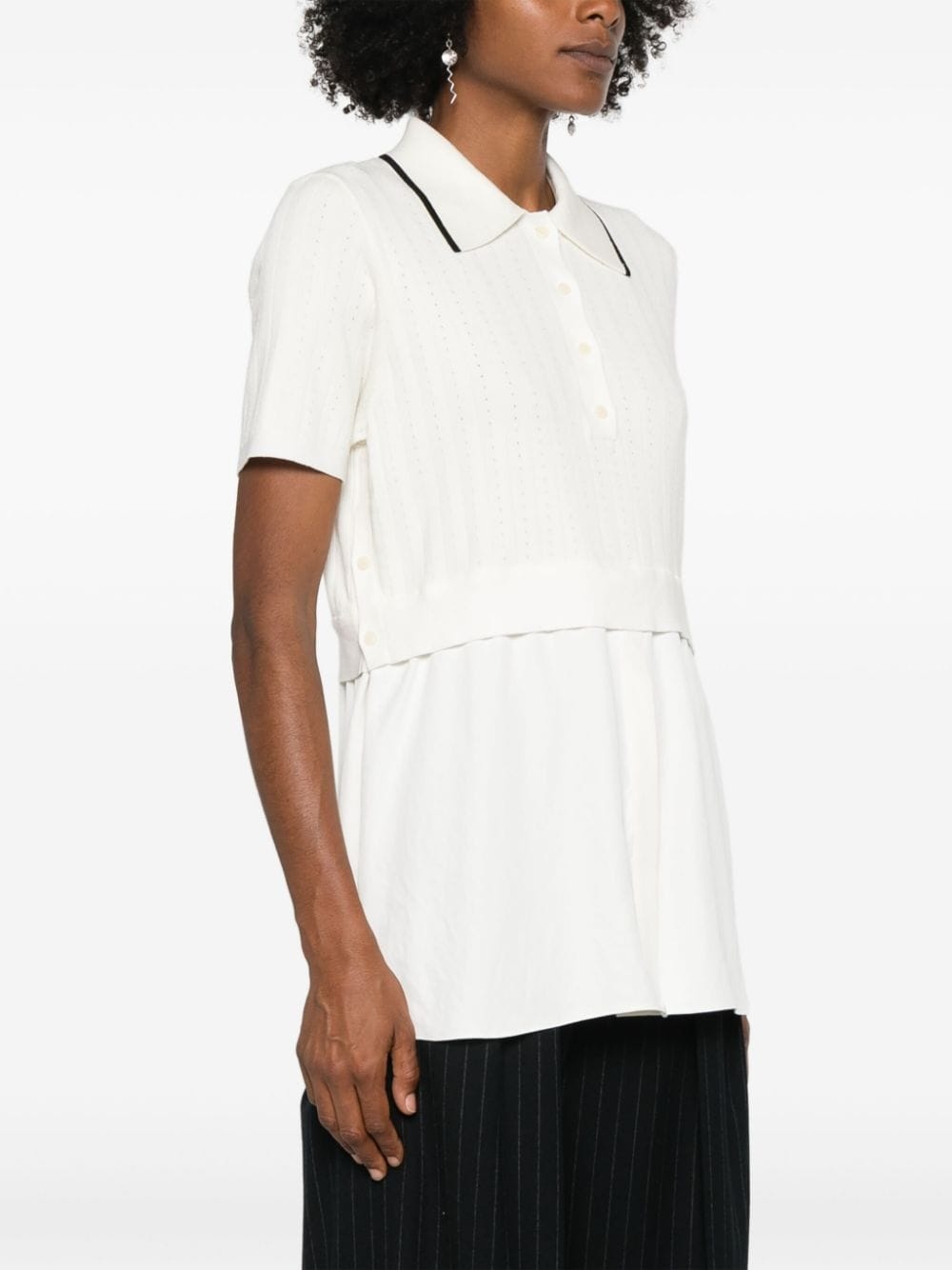 pointelle-knit polo shirt - 3