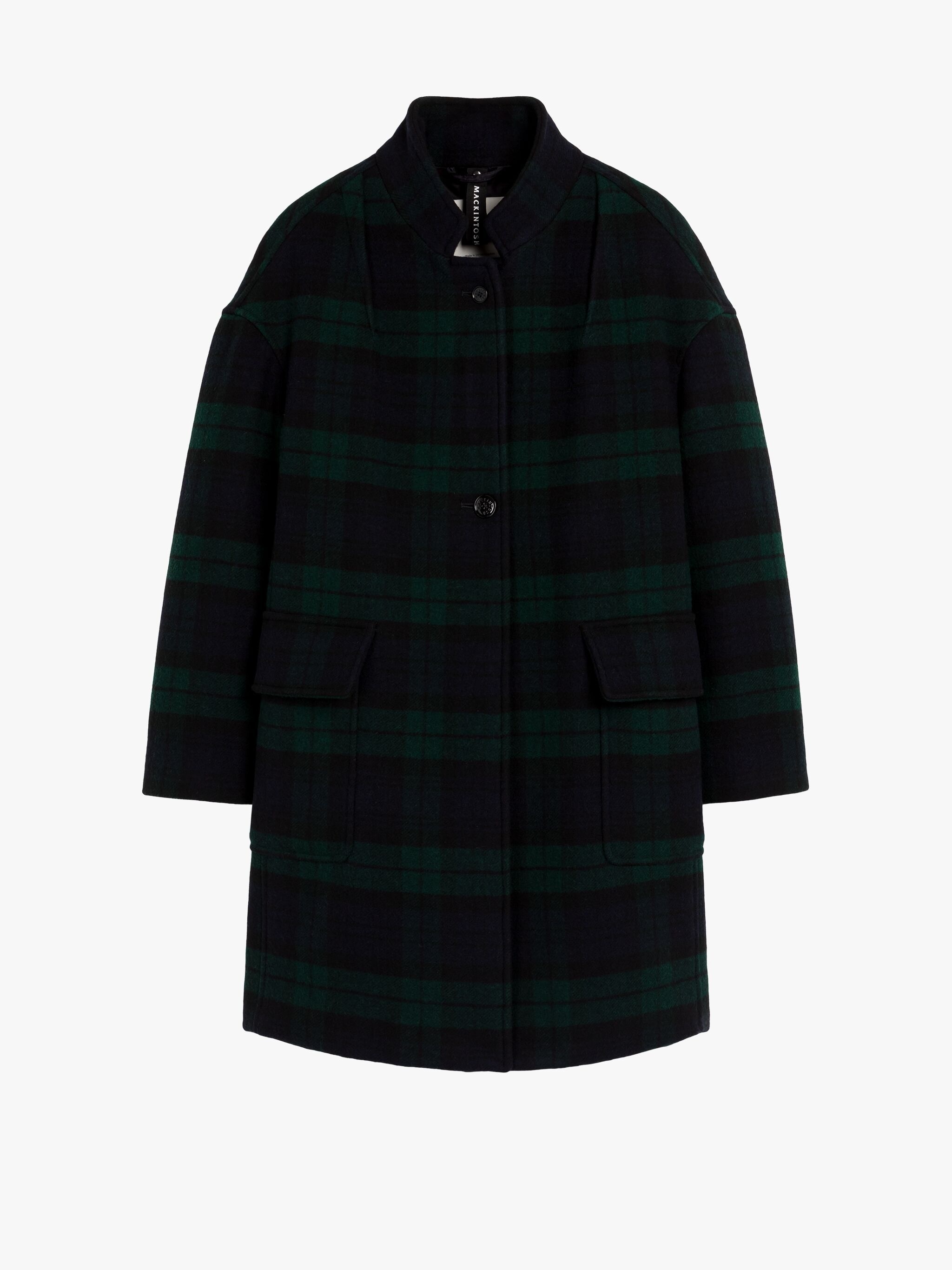 FREDDIE BLACK WATCH WOOL COCOON COAT - 1