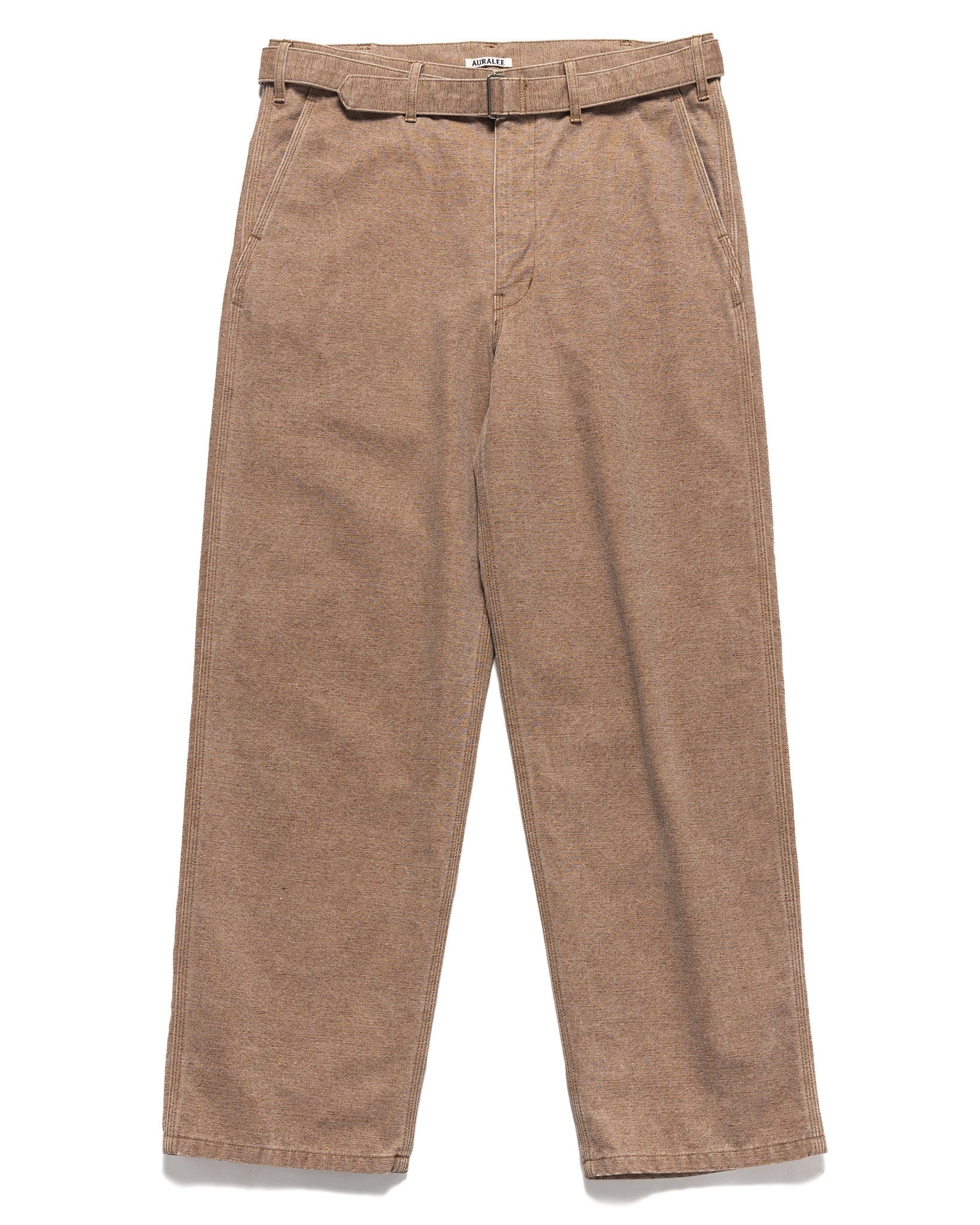 AURALEE Washed Organic Canvas Belted Pants Light Brown