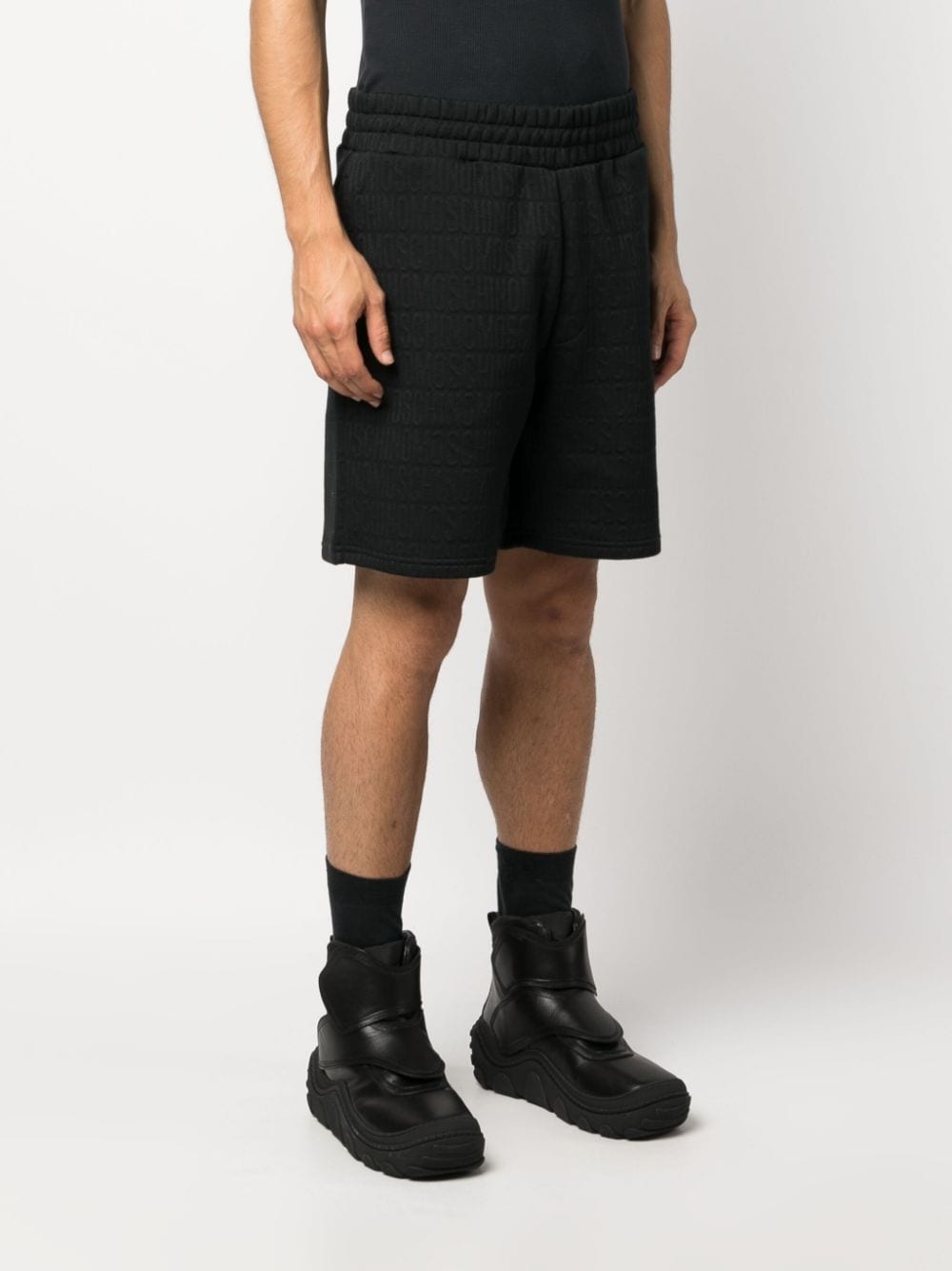 monogram-jacquard elasticated track shorts - 3