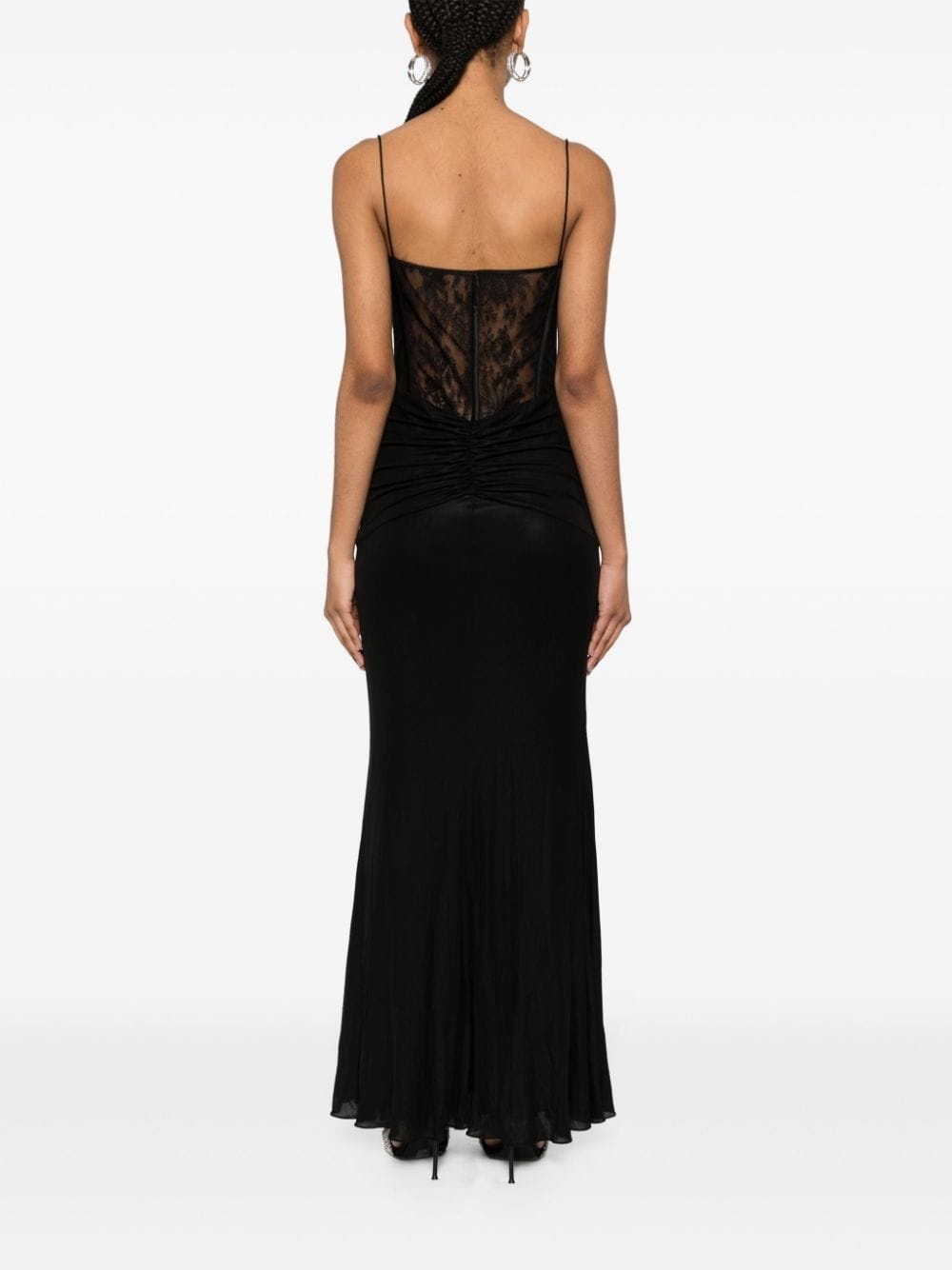 draped lace-panel maxi dress - 4
