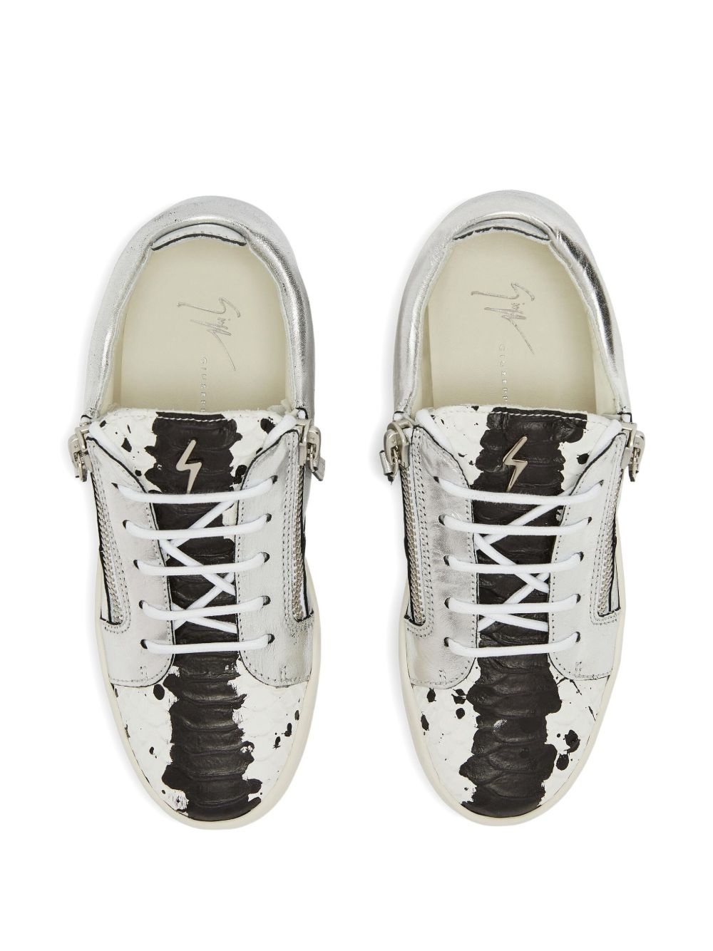 Nicki metallic-effect leather zip-detail sneakers - 4