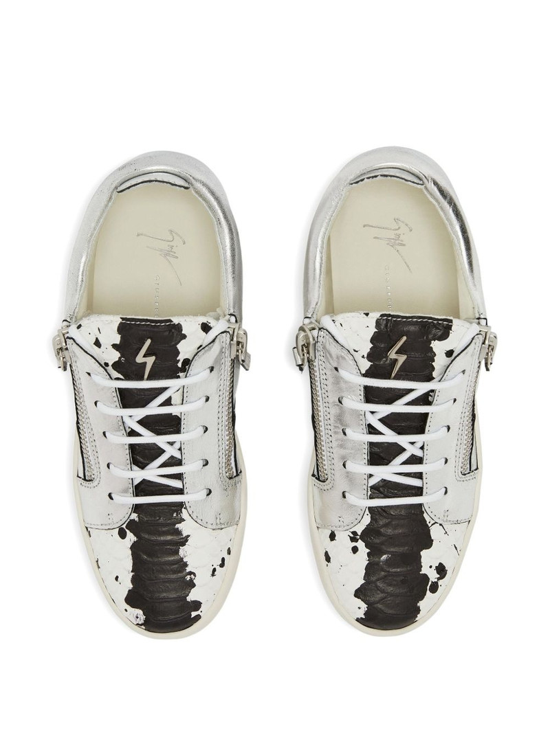 Nicki metallic-effect leather zip-detail sneakers 4