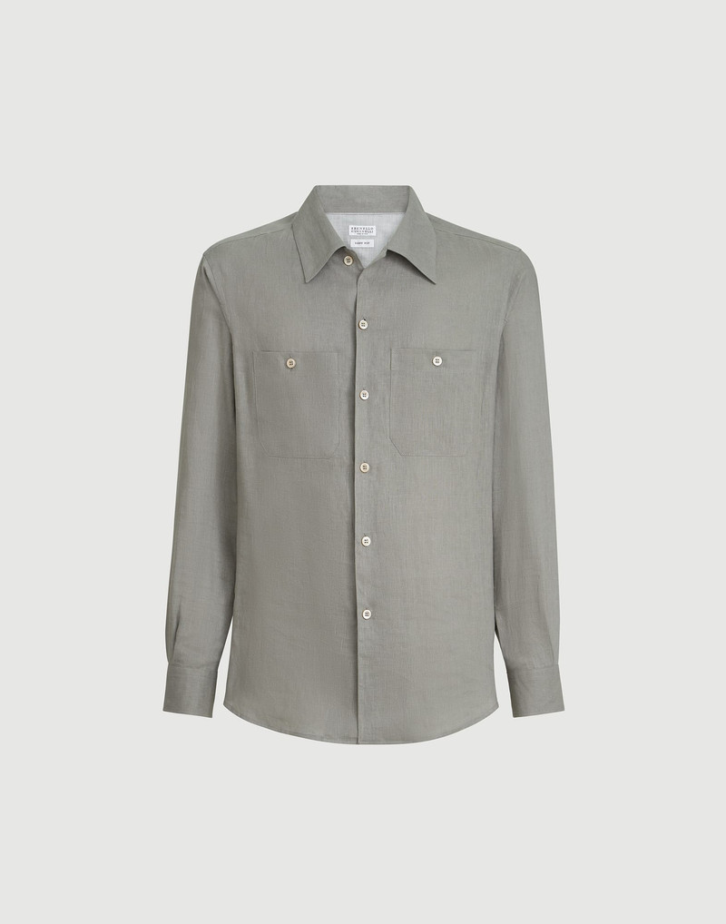 Linen easy fit shirt with chest pockets 1