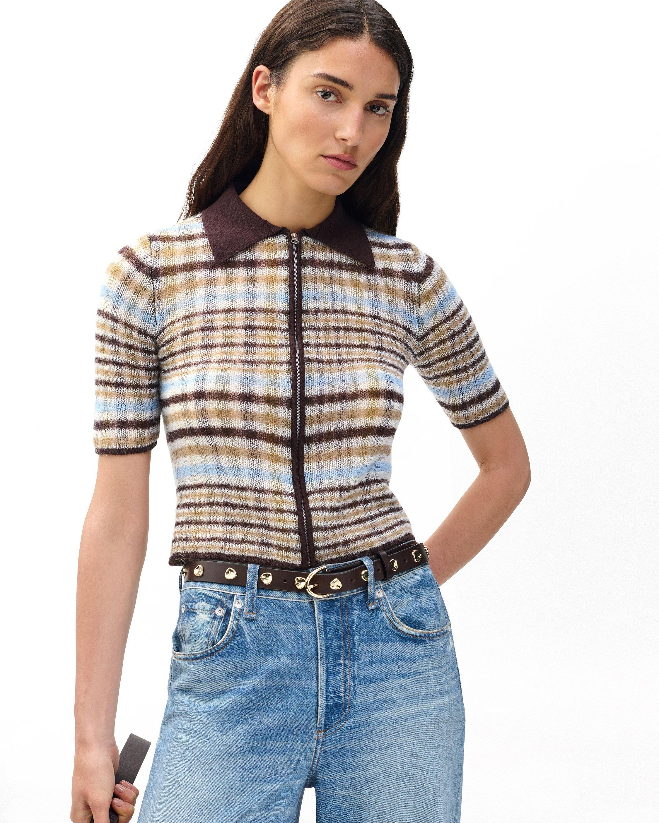 Leva Plaid Zip Polo Sweater - 2