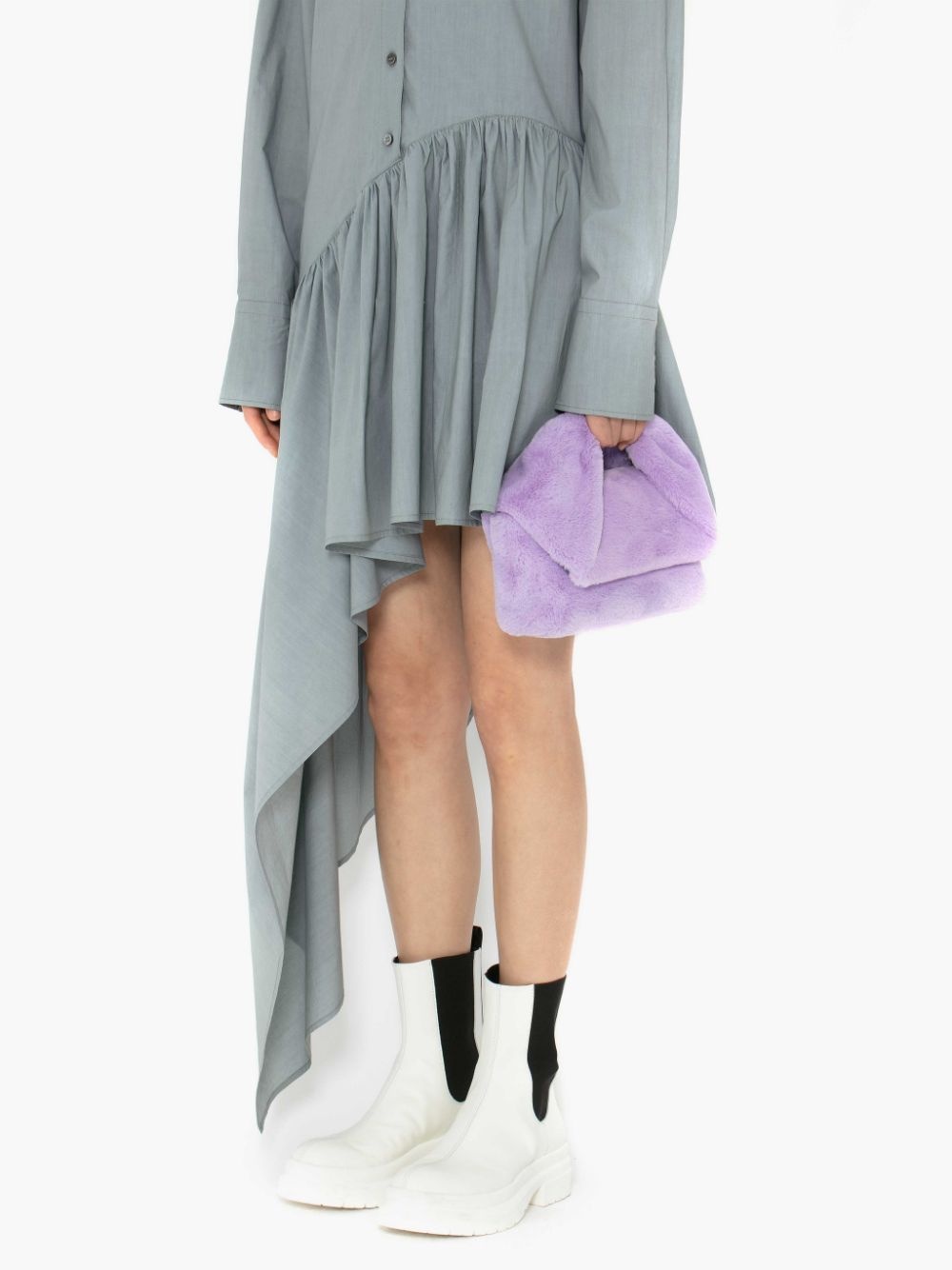 ASYMMETRIC GATHERED PEPLUM SHIRT DRESS - 5