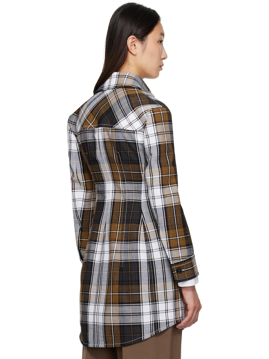 Multicolor Structured Cotton Check Coat - 3