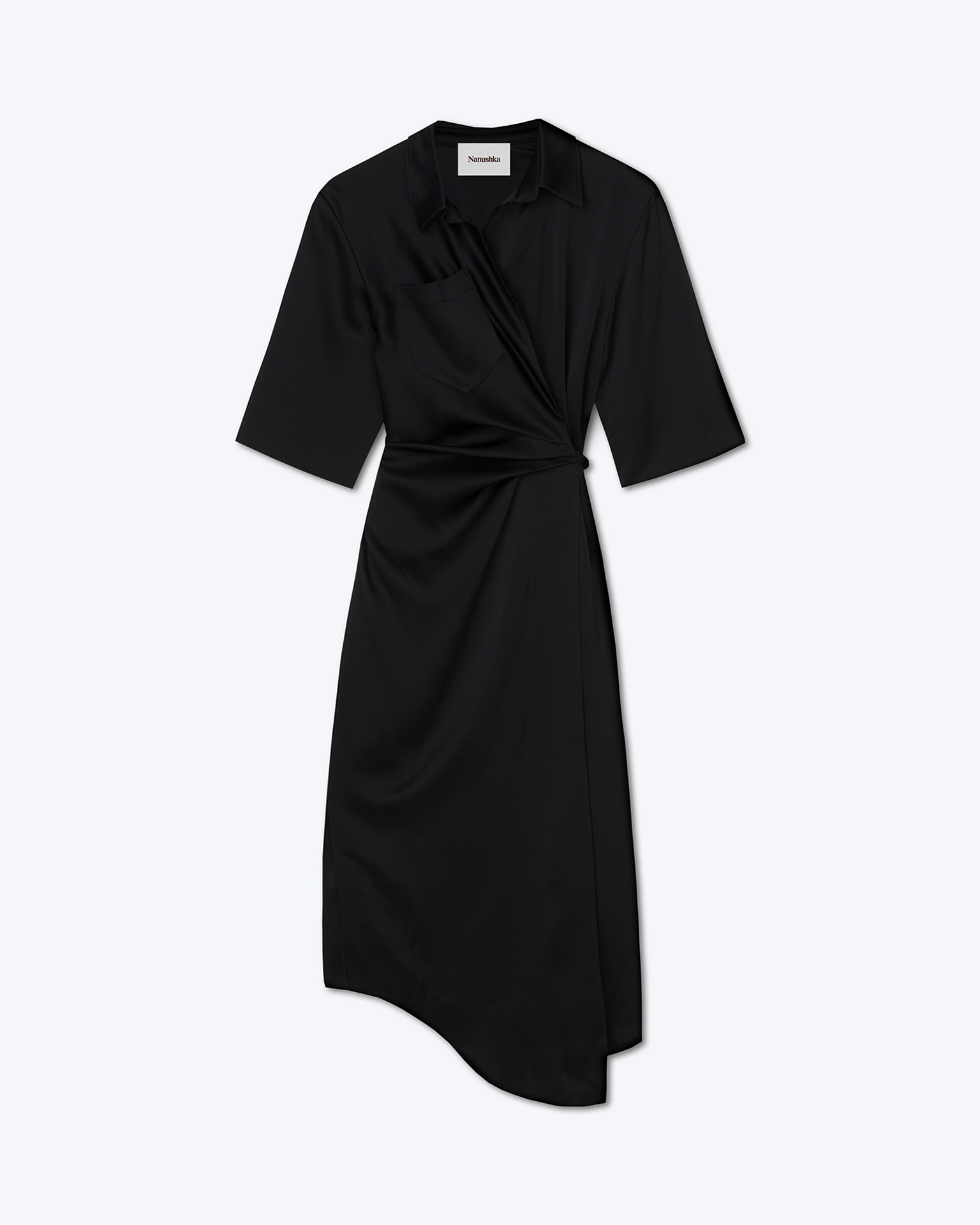 LAIS - Draped front shirt dress - Black - 1