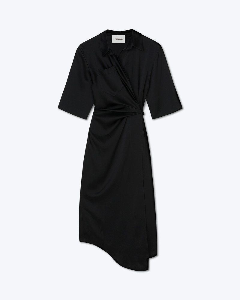 Draped Front Shirt Dress - 1