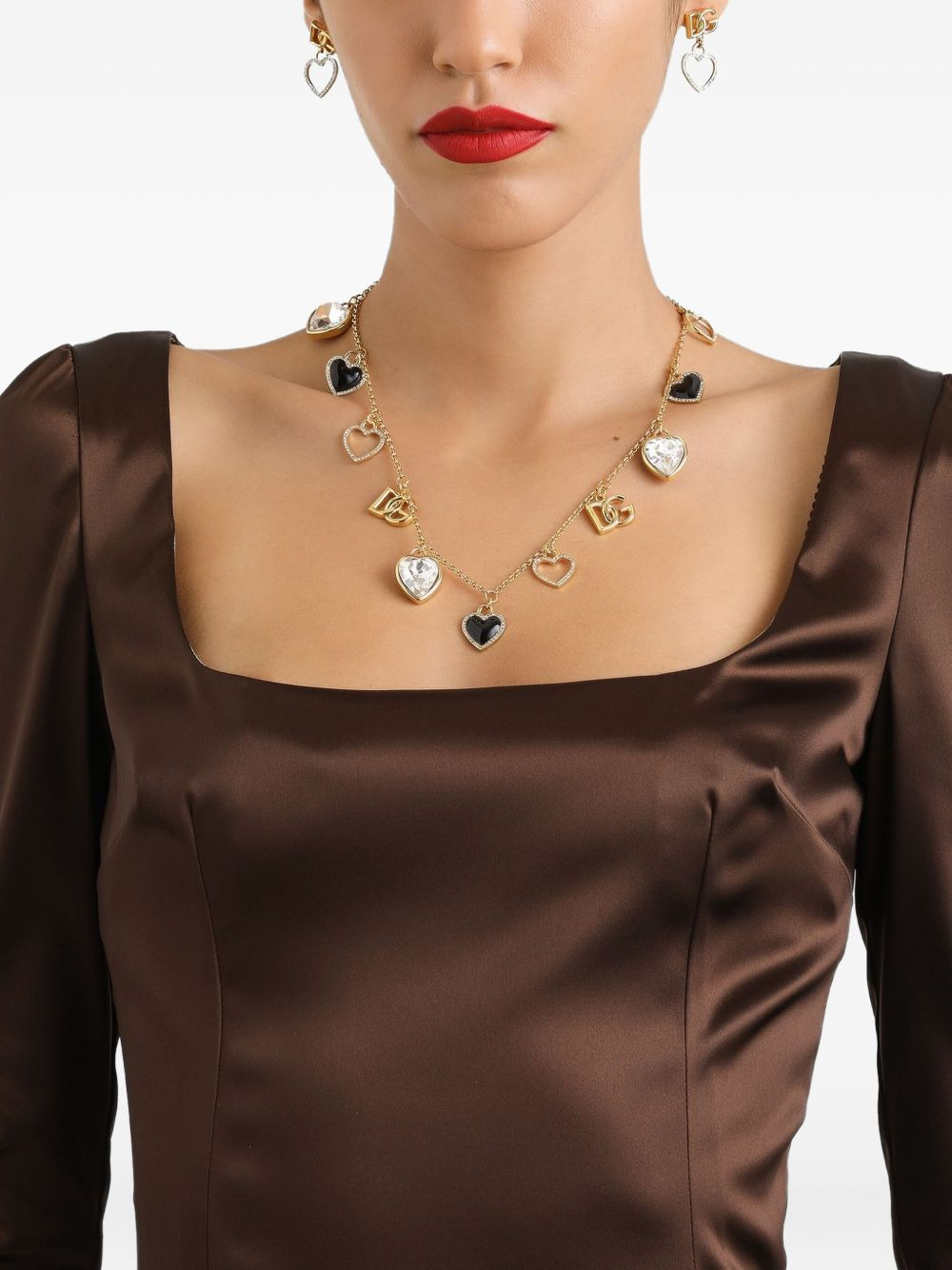 square-neck satin midi dress - 5
