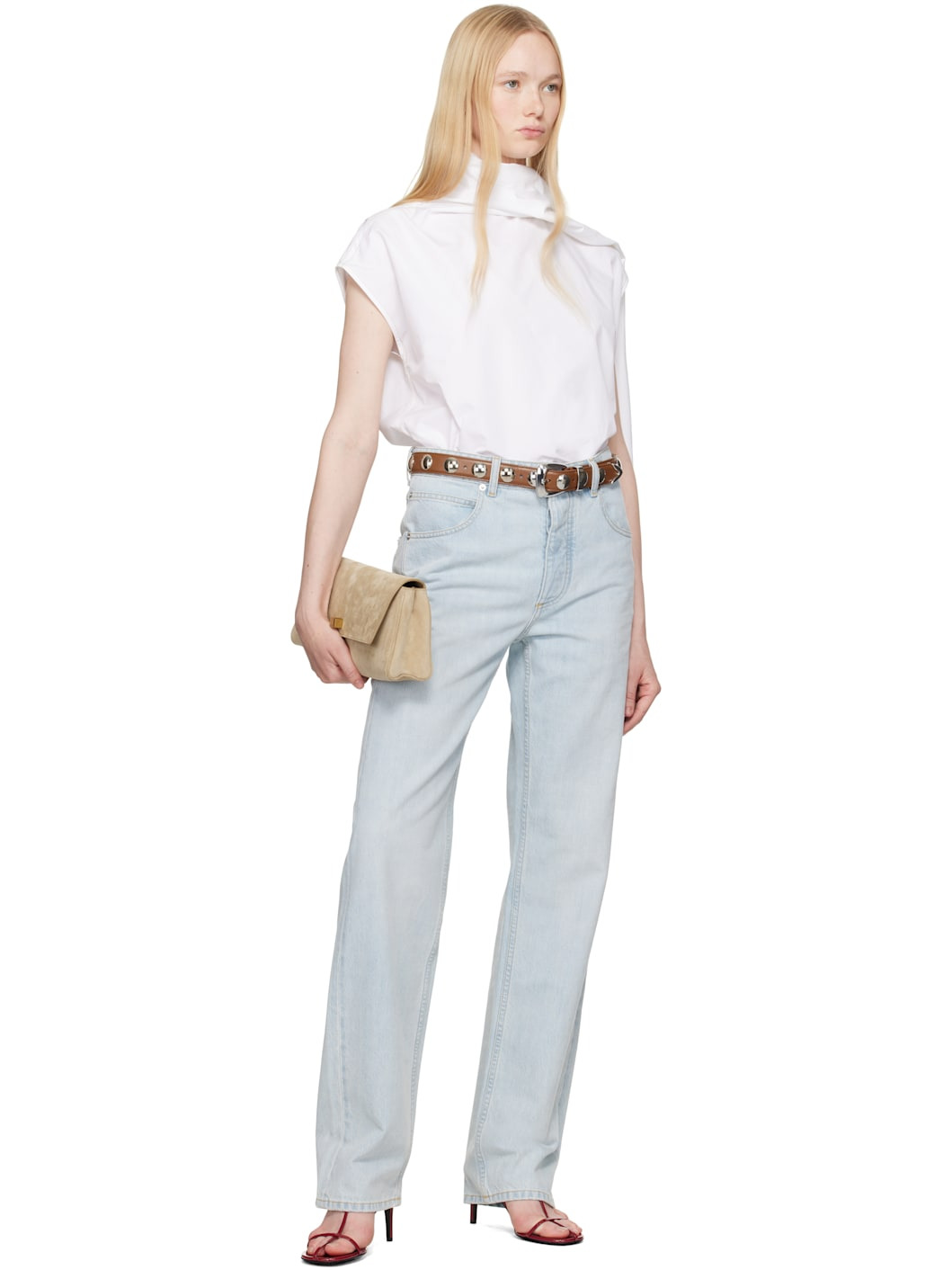 Tan Benny With Studs Belt - 3