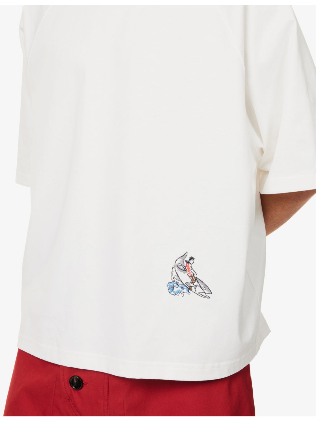 Raglan-sleeve motif-embroidery cotton-jersey T-shirt - 5