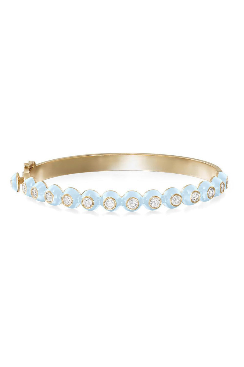Pastel Blue Audrey Diamond Hinged Bangle Bracelet 1