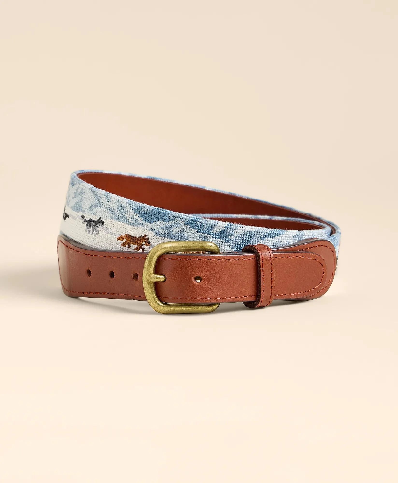 Smathers & Branson Needlepoint Dogsledding Belt - 1