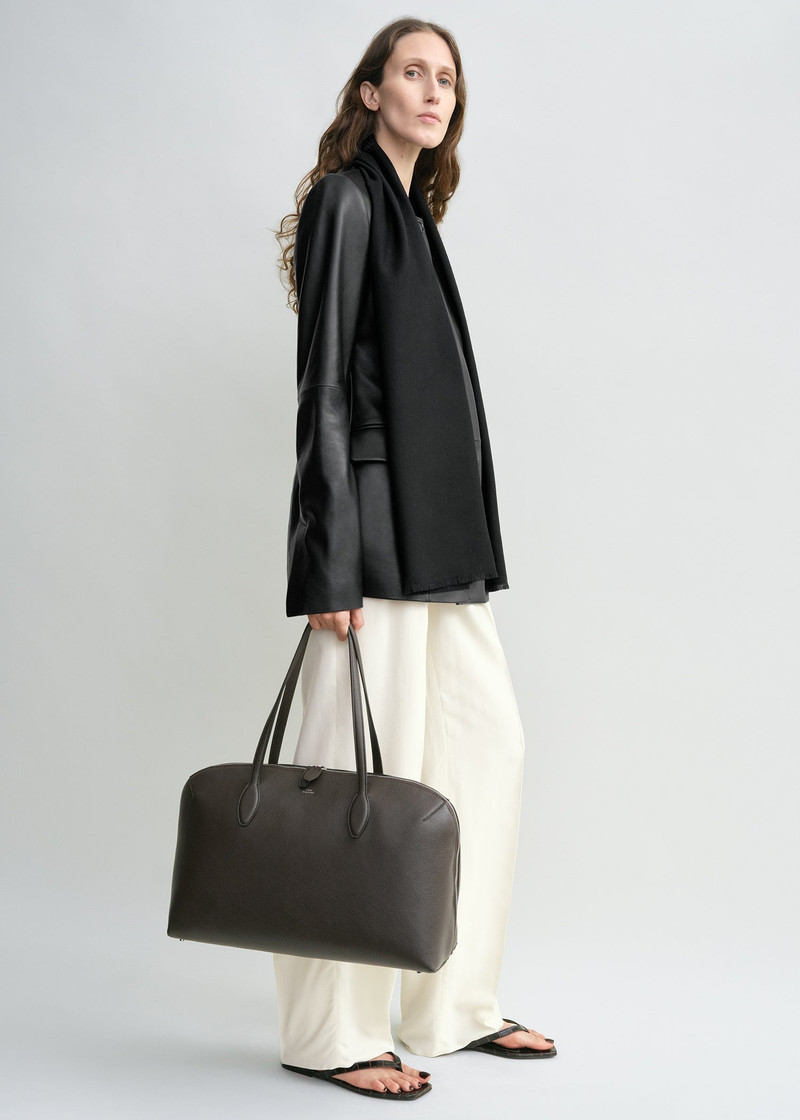 TOTEME Grained-leather day tote dark chocolate outlook