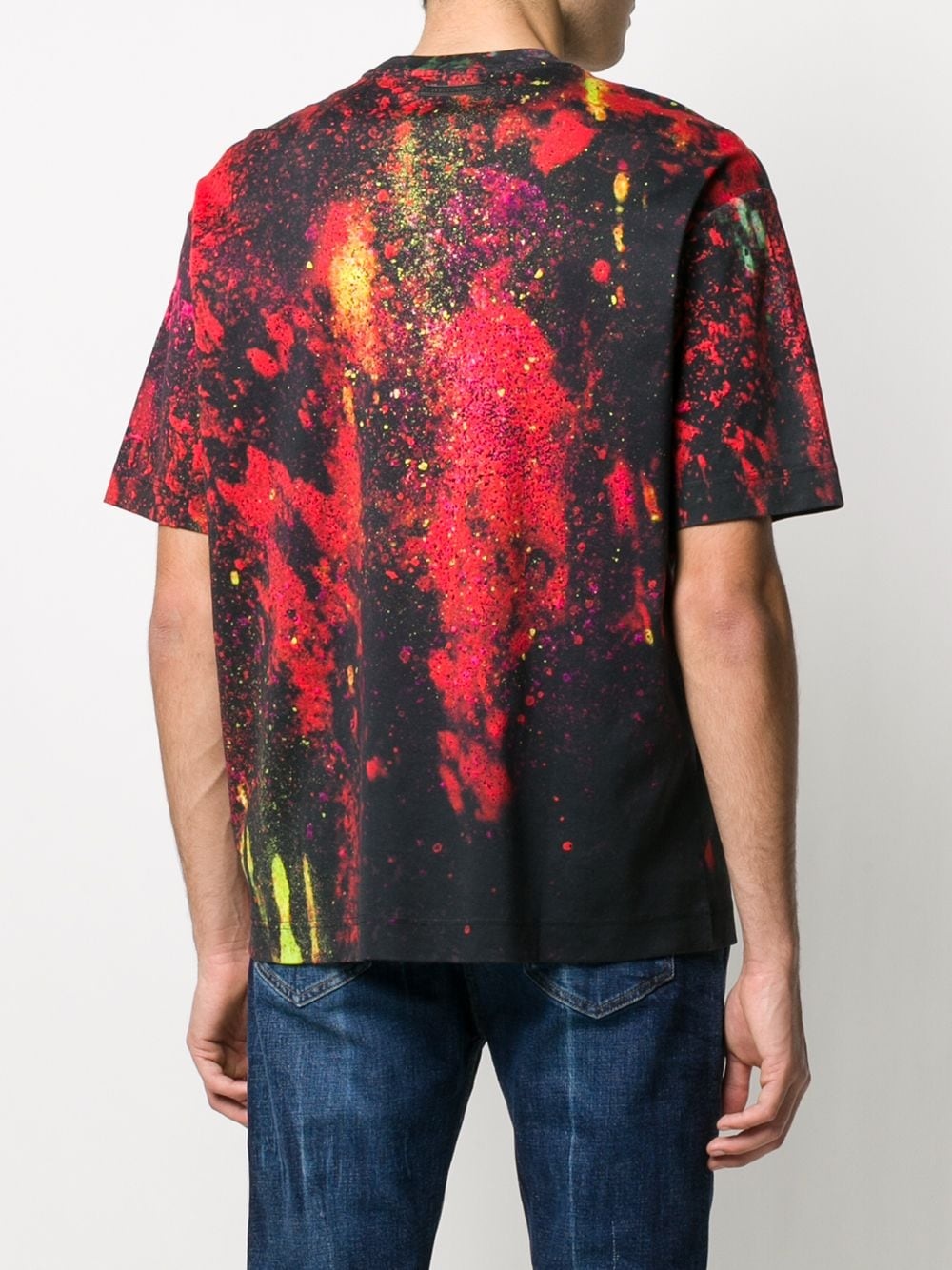 brush stroke print crew neck T-shirt - 4