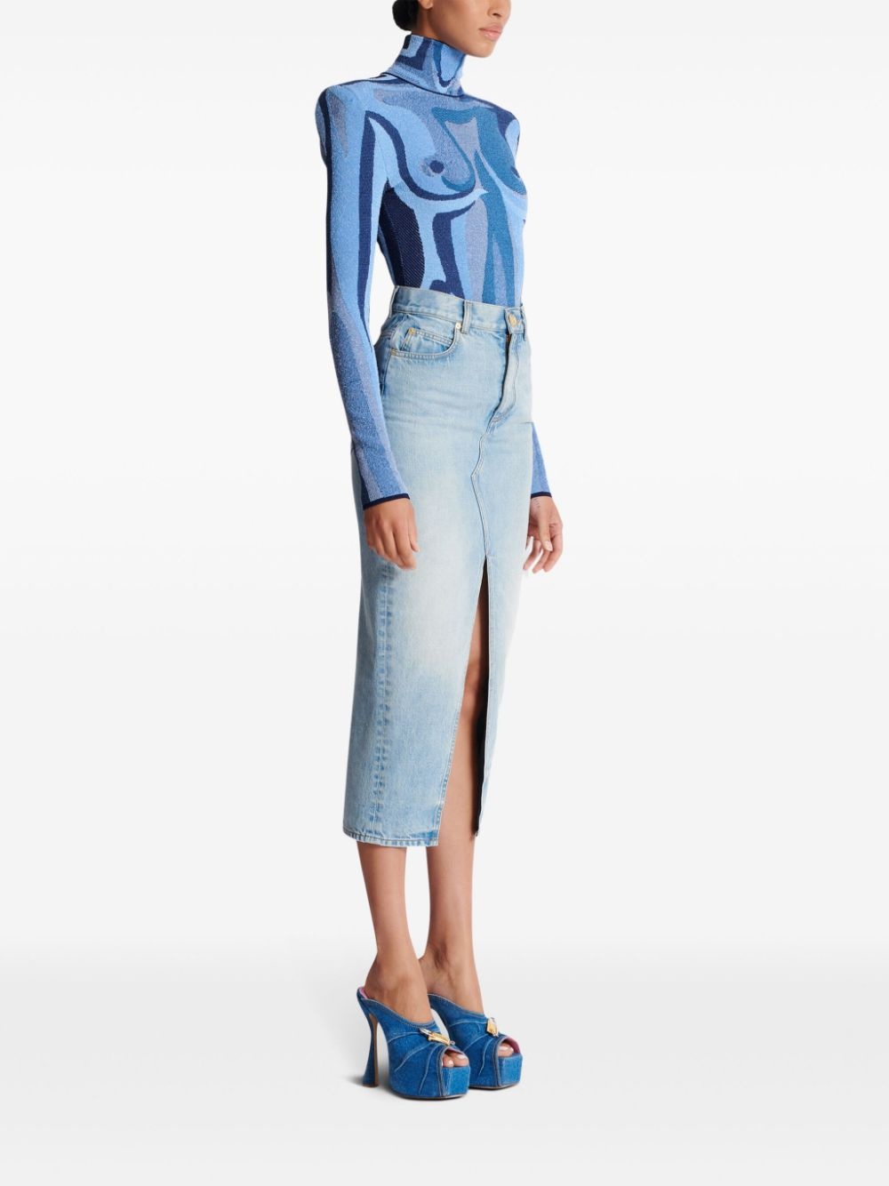 denim midi skirt - 3