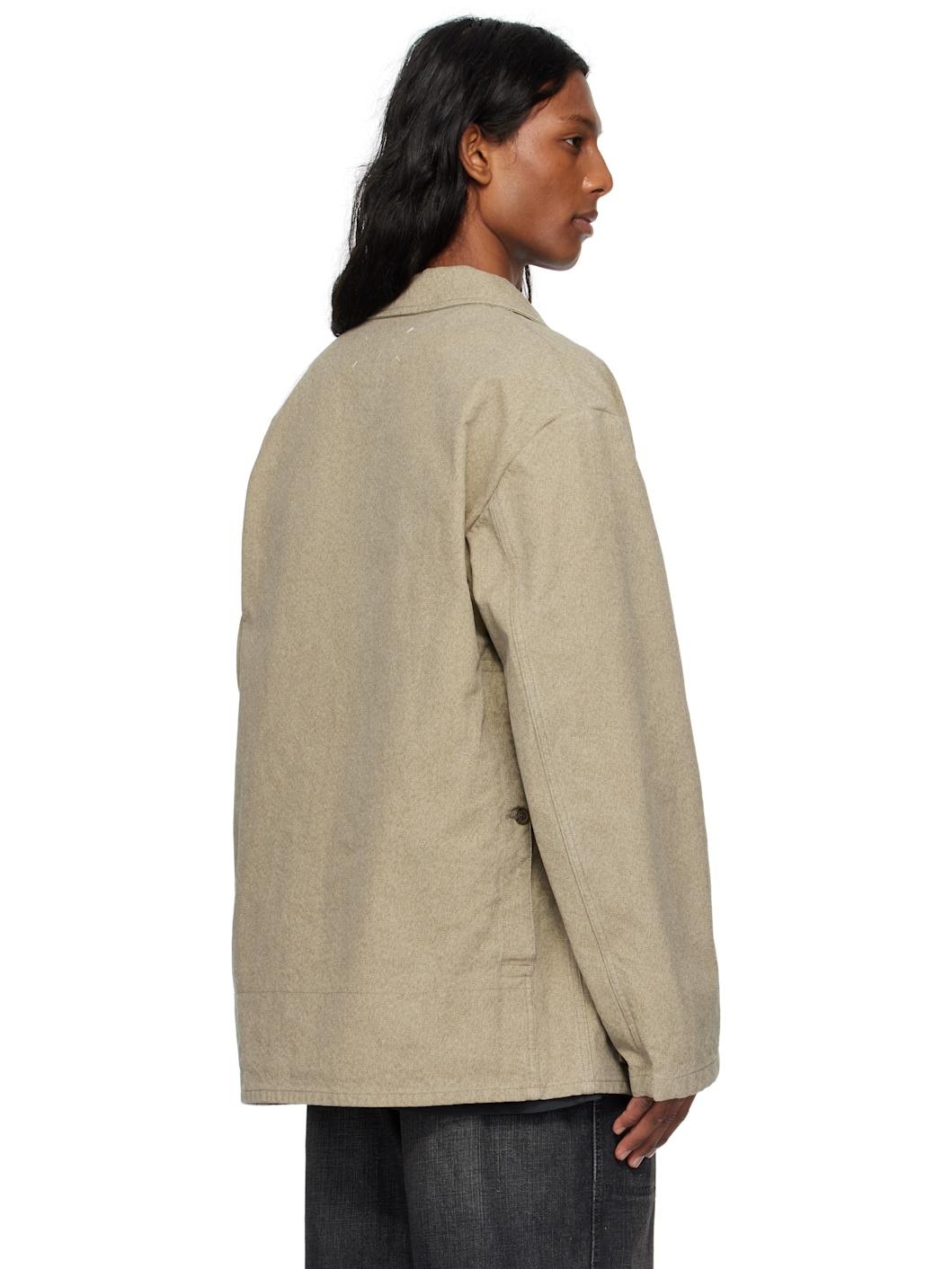Beige Cotton Caban Jacket - 3
