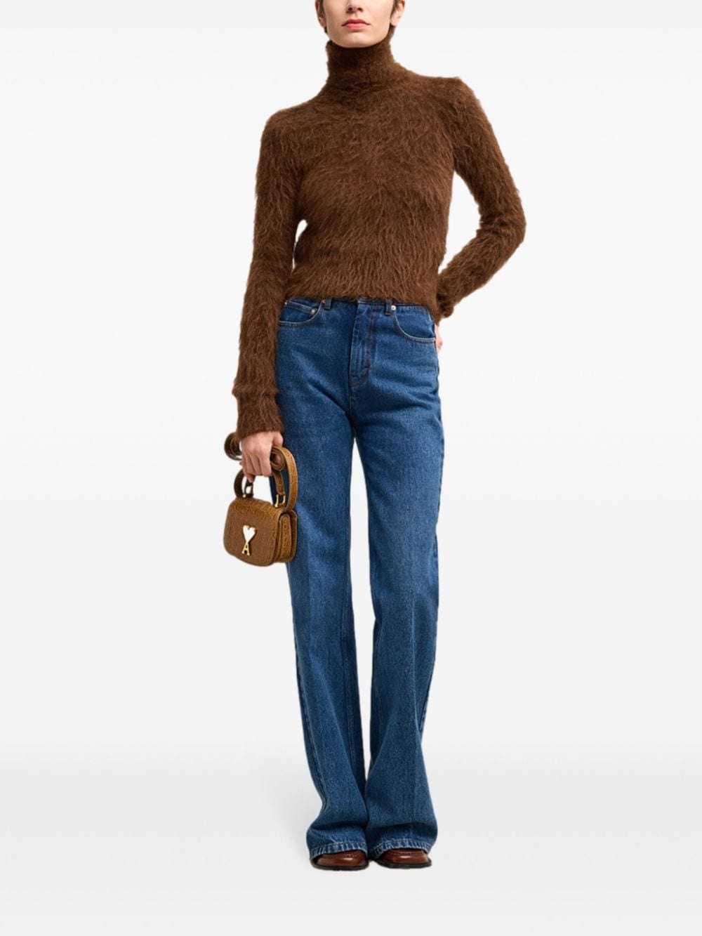 brushed-effect roll-neck jumper - 2