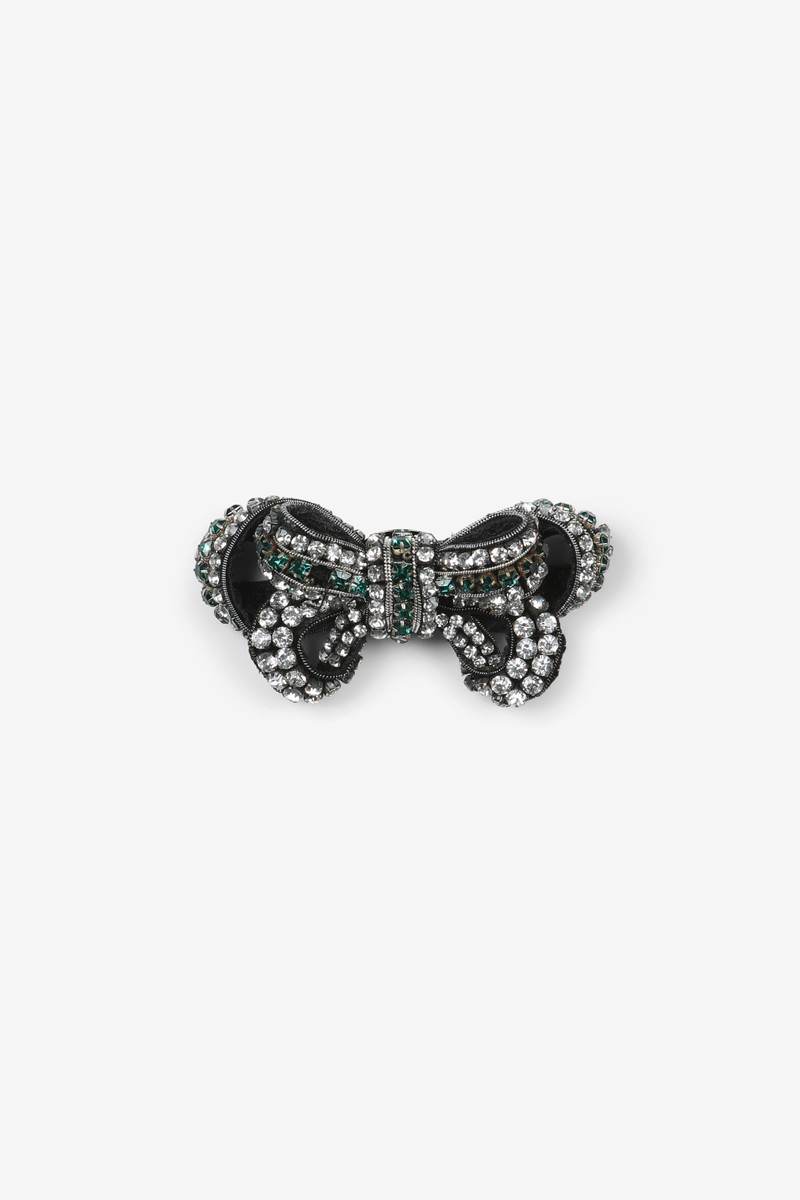 METAL AND CRYSTAL BOW BROOCH 1