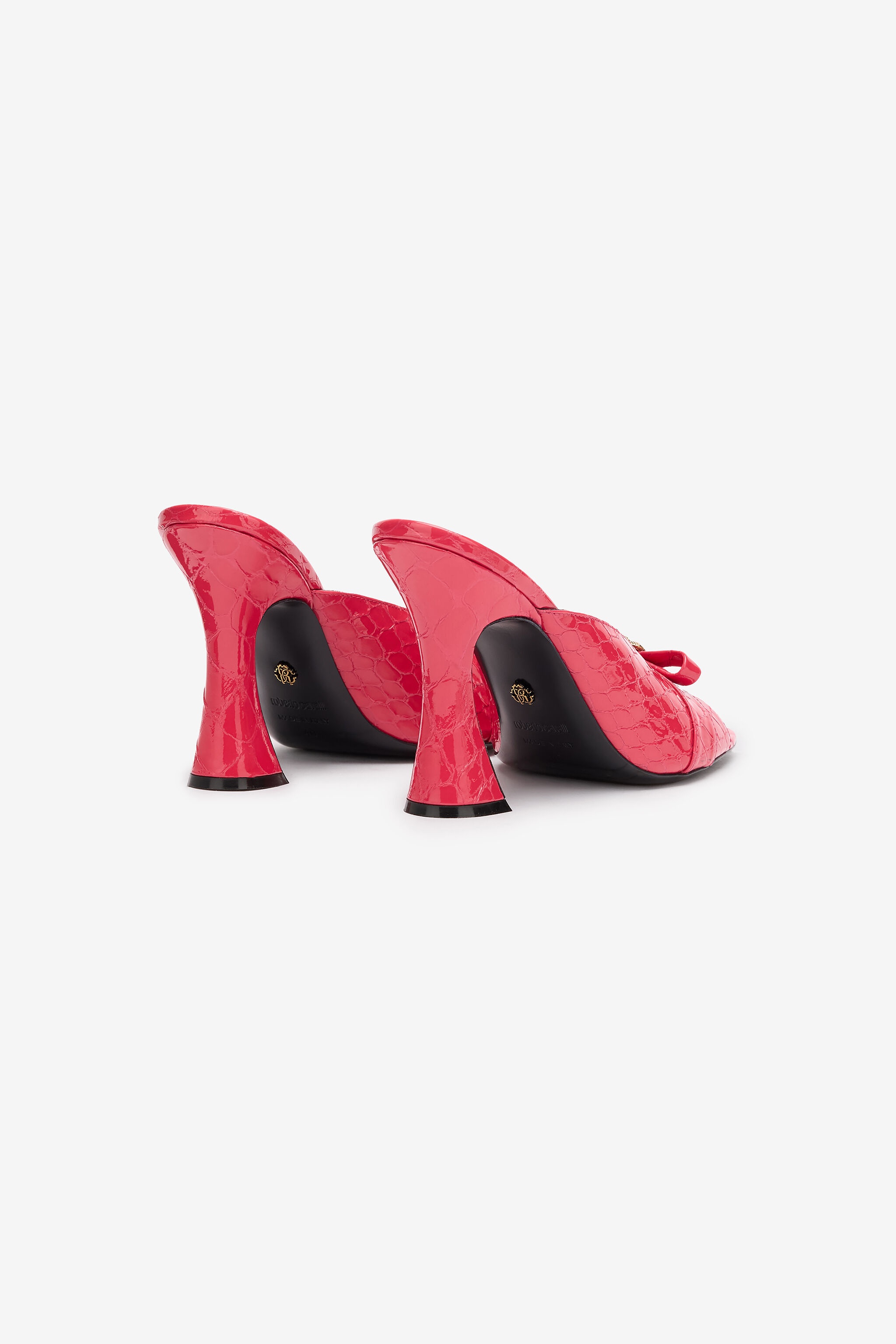 Crocodile-Effect Mules With Mirror Snake Monogram - 3