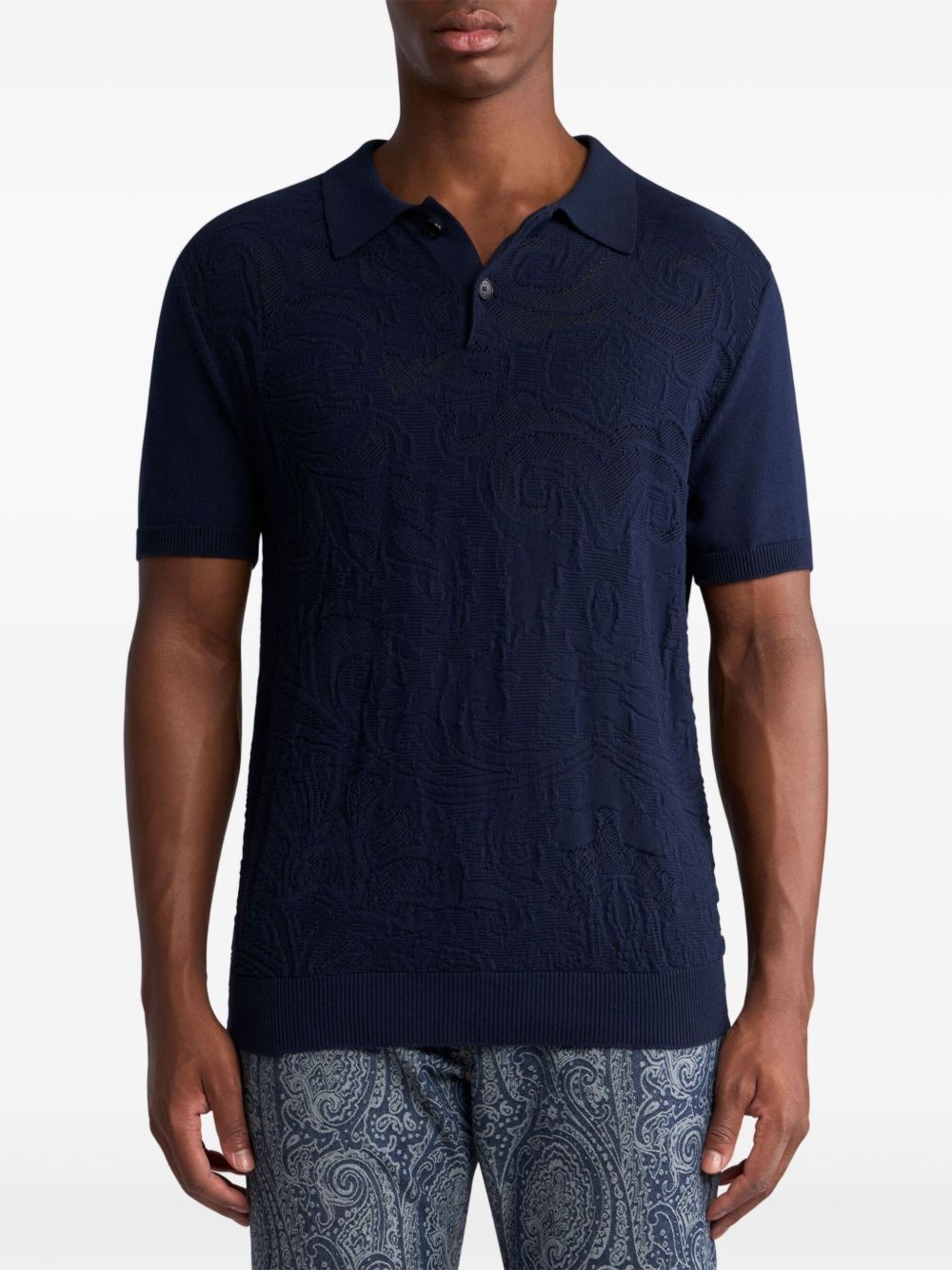 textured knit polo shirt - 3