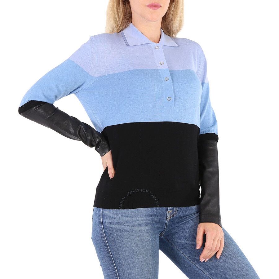 Burberry Ladies Blue Long Sleeve Polo Shirt - 5
